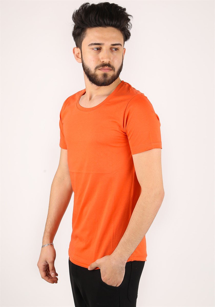 Madmext Bisiklet Yaka Turuncu T-shirt 2308