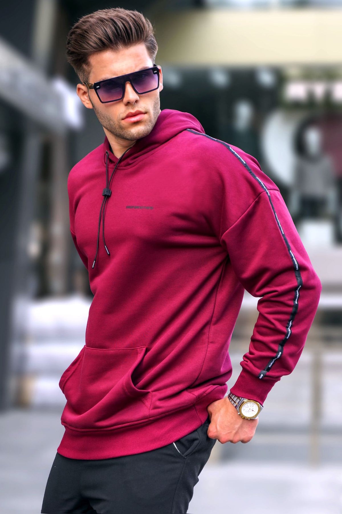 Madmext Bordo Kapüşonlu Sweatshirt 4721