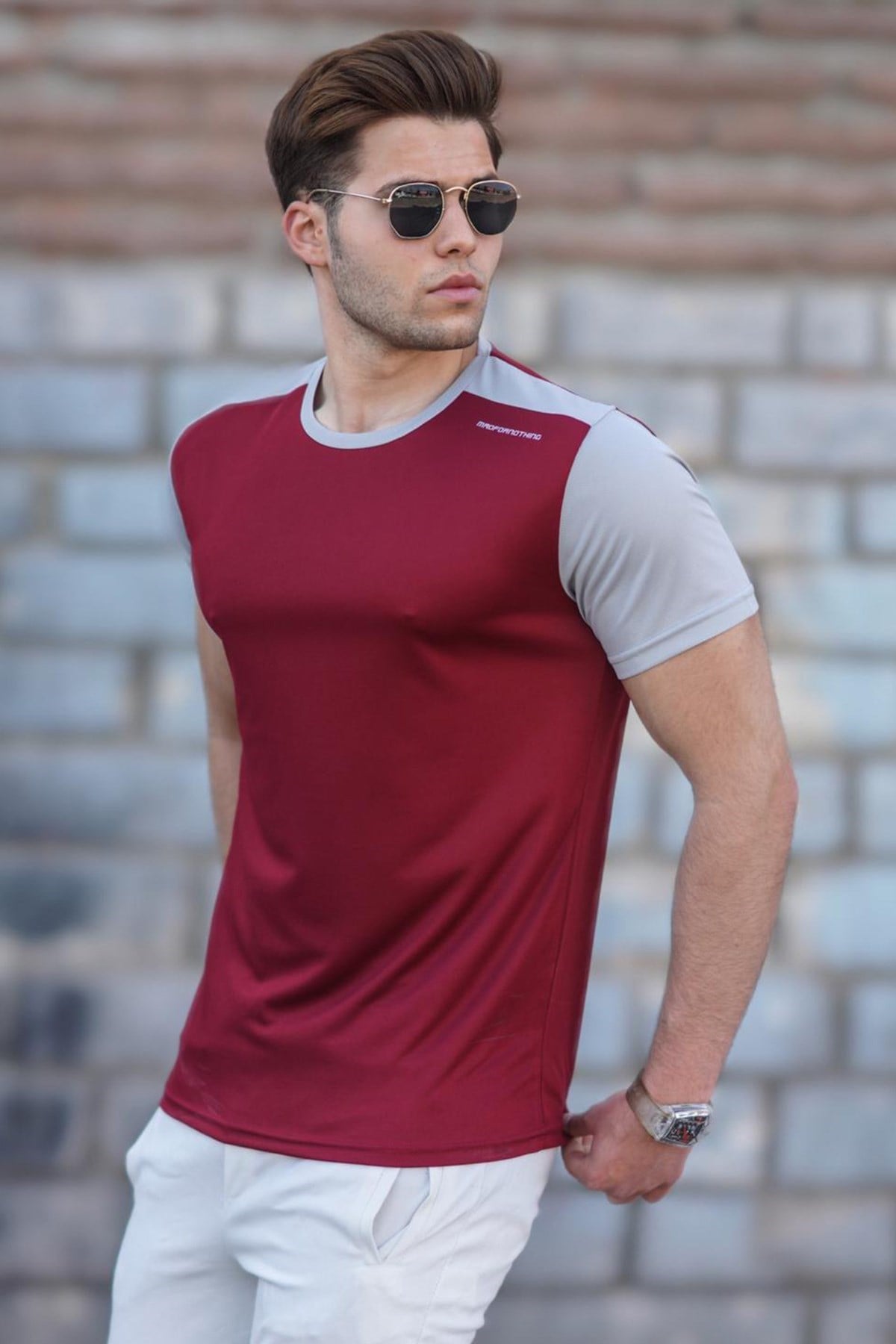 Madmext Baskılı Bordo Tişört 5269