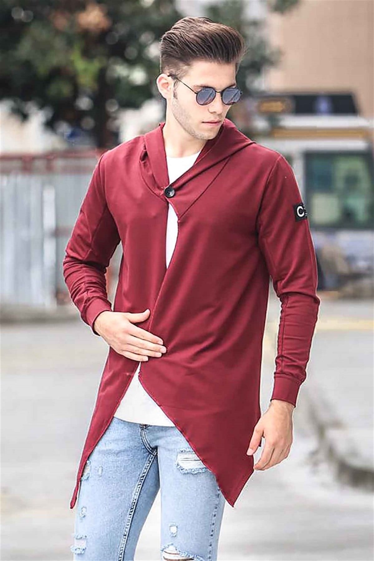 Madmext Claret Red Long Cardigan 2226