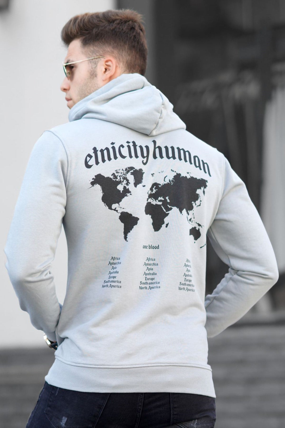 Madmext Boyalı Gri Baskılı Erkek Sweatshirt 5297
