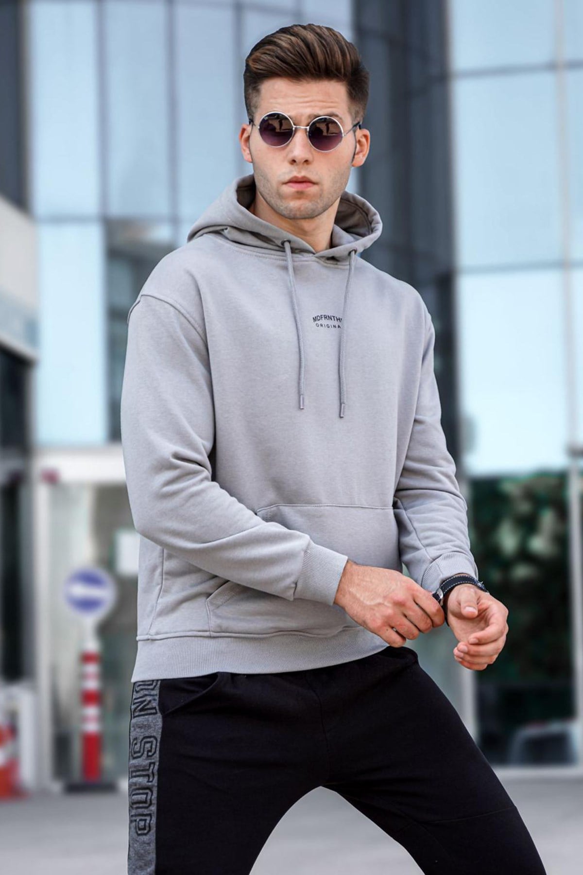 Madmext Boyalı Gri Erkek Sweatshirt 5314
