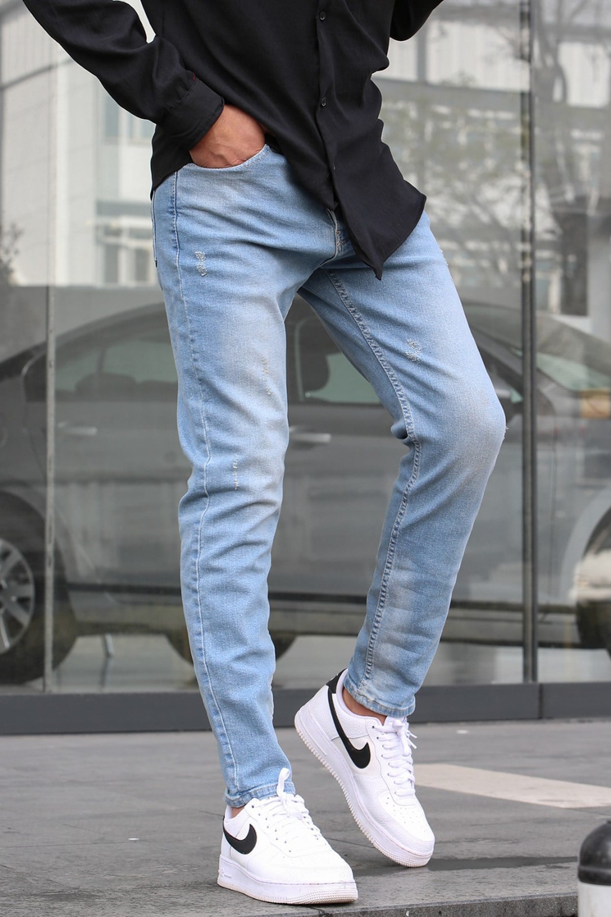 Madmext Buz Mavisi Slim Fit Erkek Jean 5095