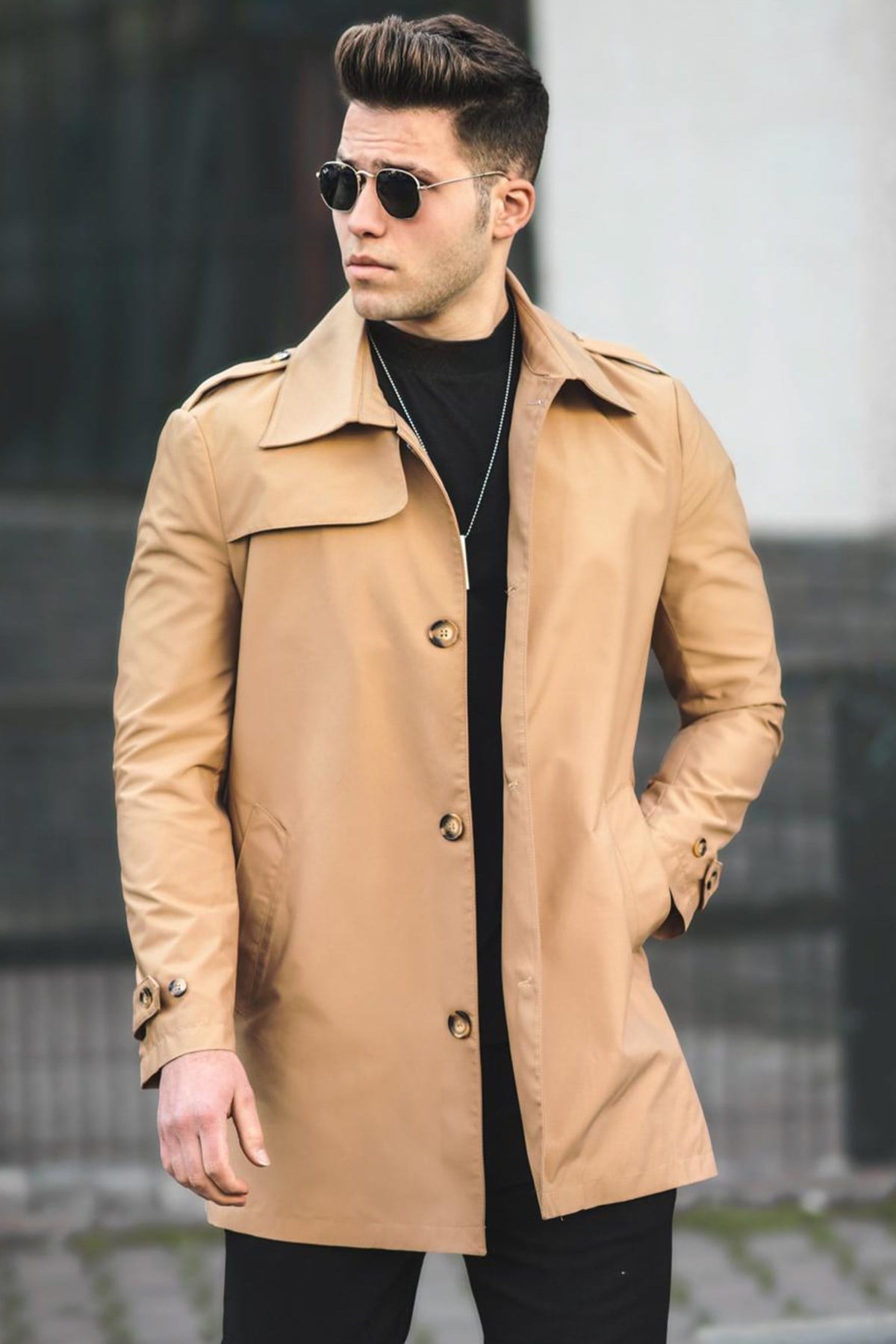 Madmext Camel Erkek Trençkot 5108