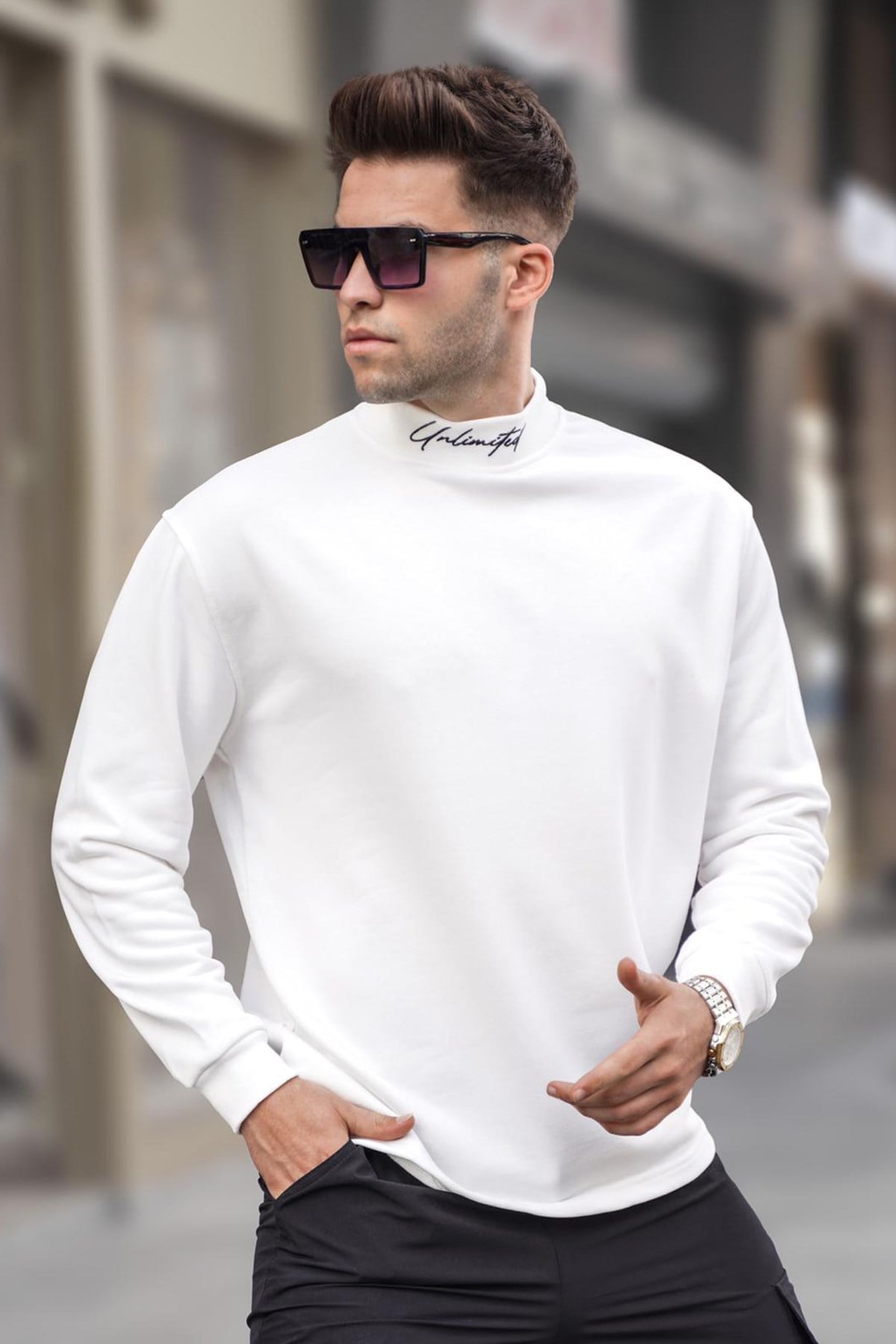 Madmext Men Ecru Sweatshirt 5329