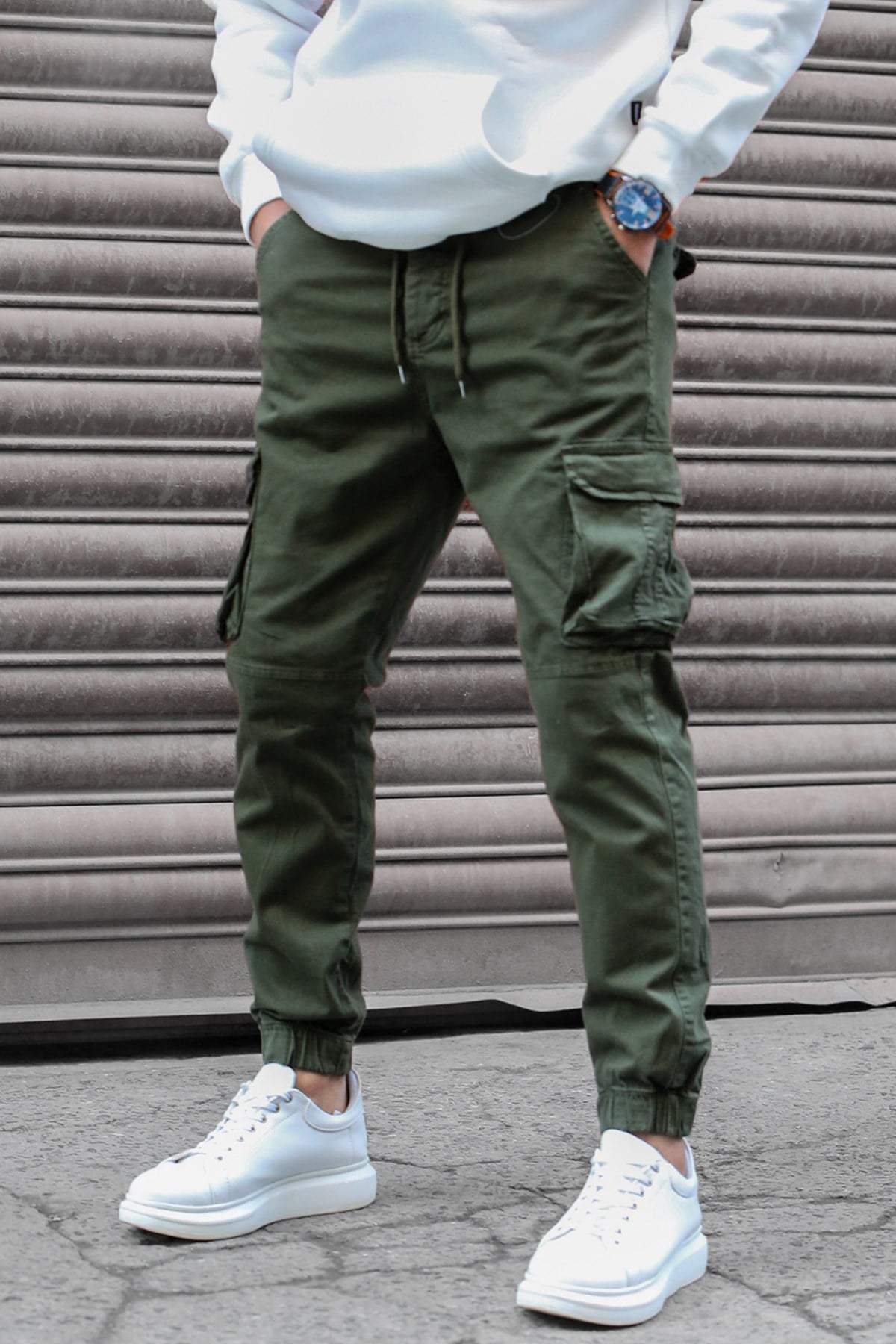 Madmext Erkek Haki Slim Fit Kargo Cep Pantolon 5695
