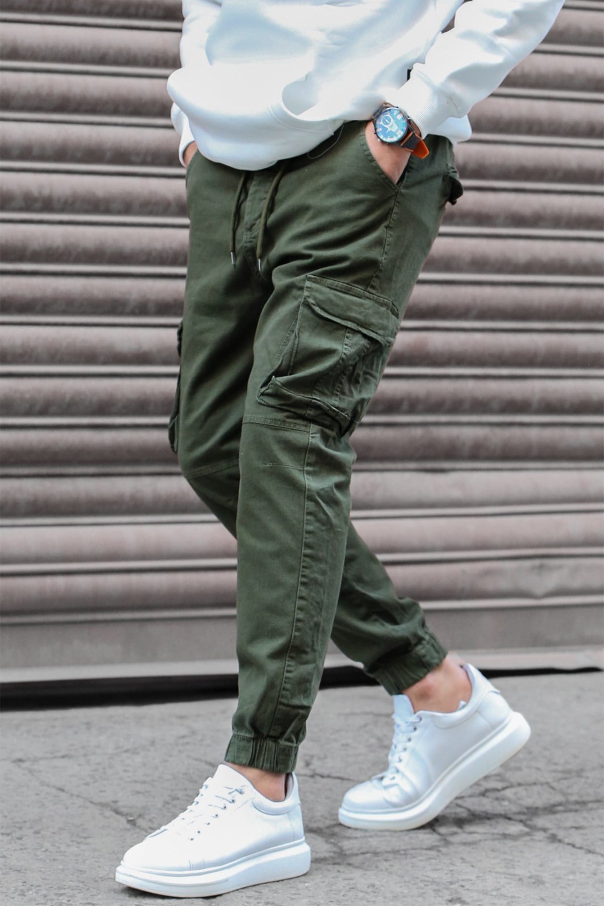 Madmext Erkek Haki Slim Fit Kargo Cep Pantolon 5695