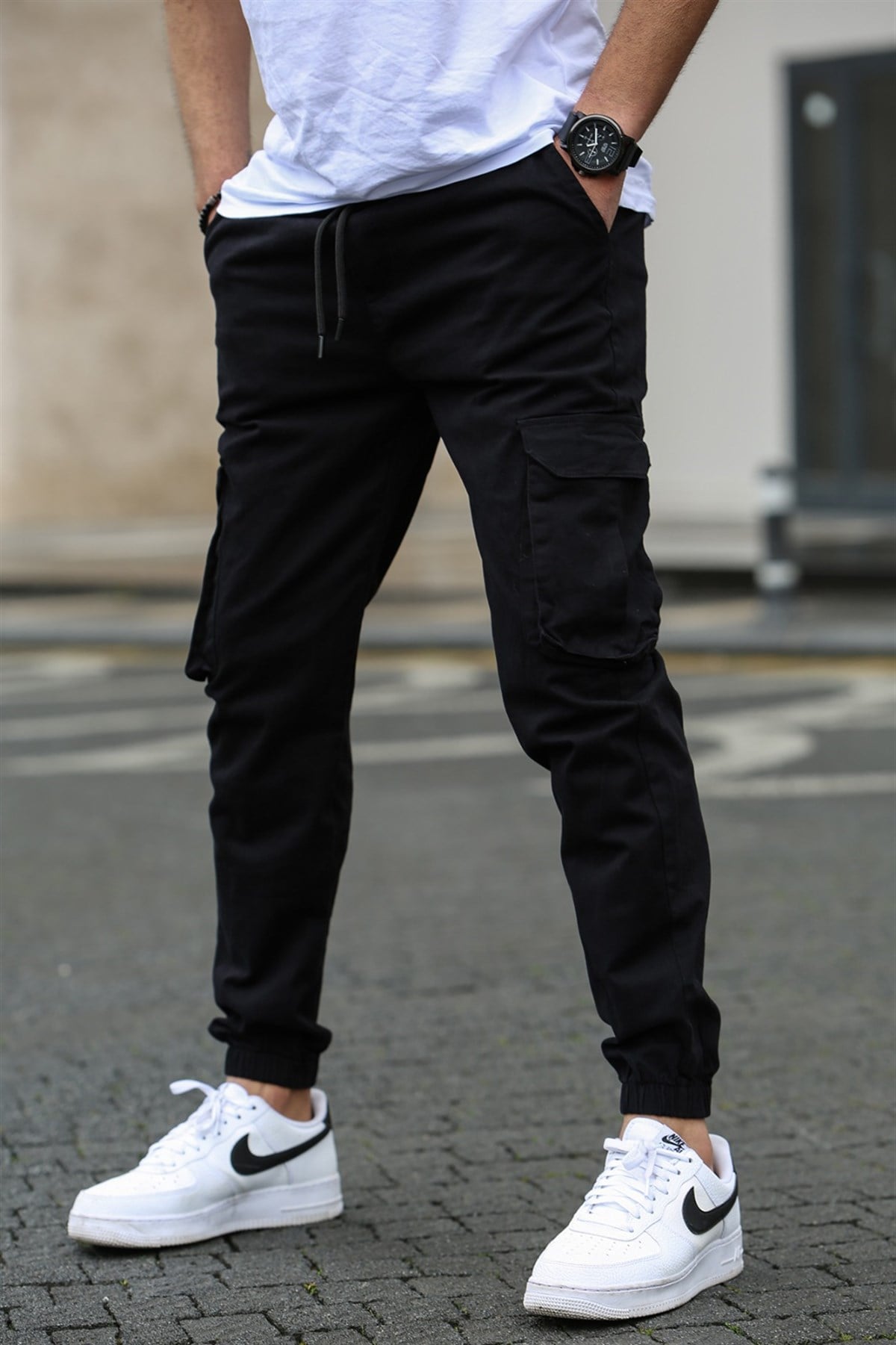 Madmext Men Black Cargo Trousers 5447