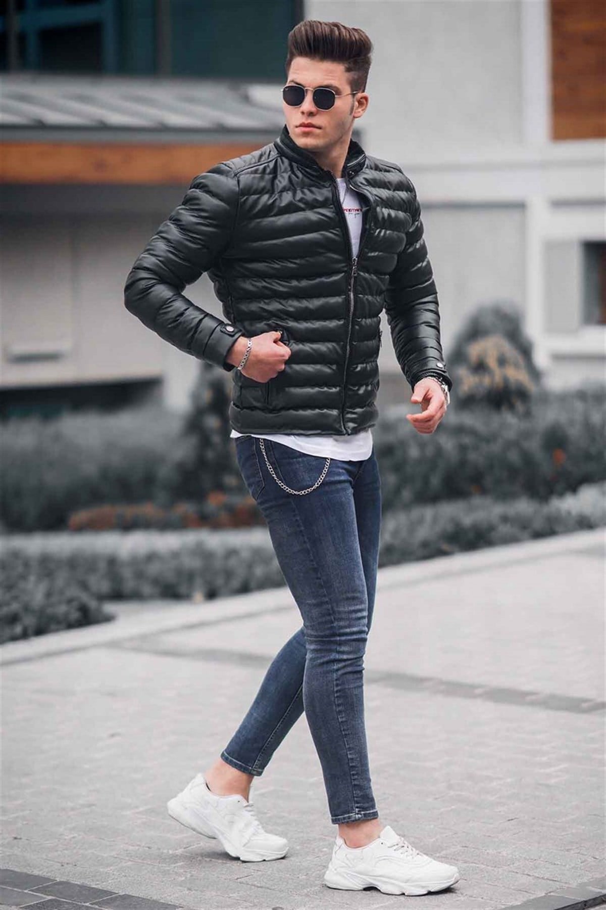 Madmext Black Leather Jacket 9098
