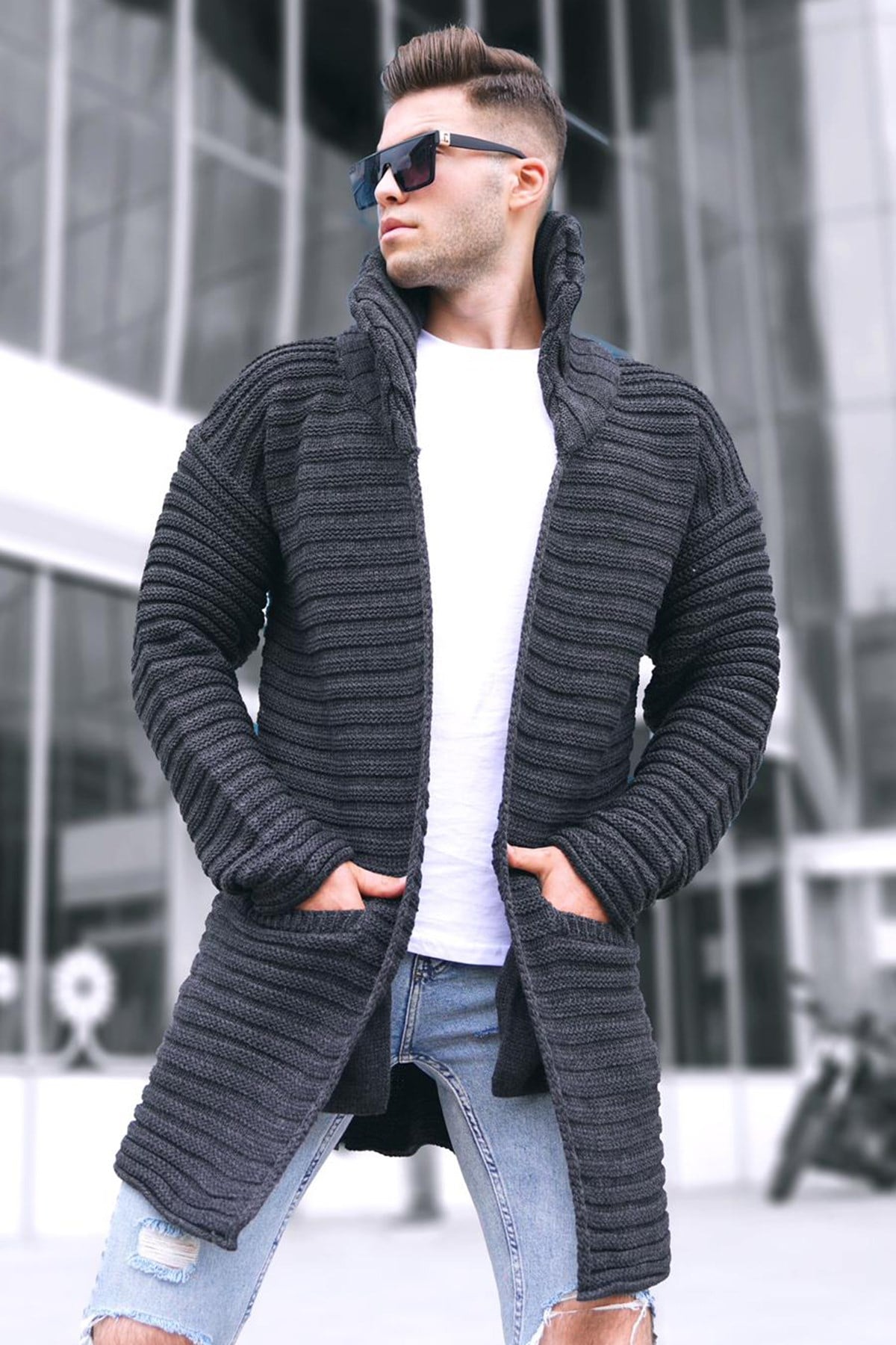 Madmext Füme Erkek Hırka 5615