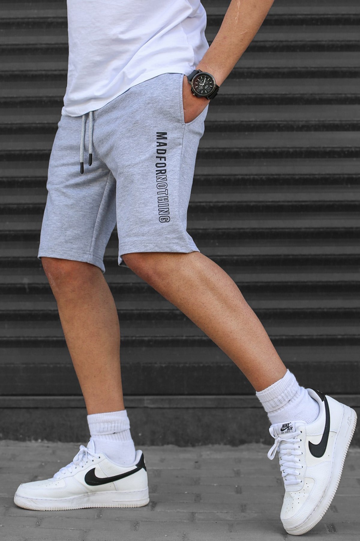 Madmext Gray Capri Shorts 5403