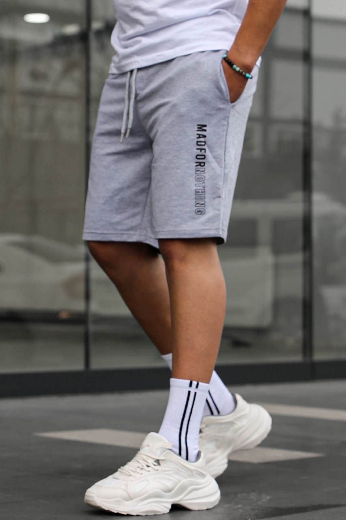 Madmext Gray Capri Shorts 5403