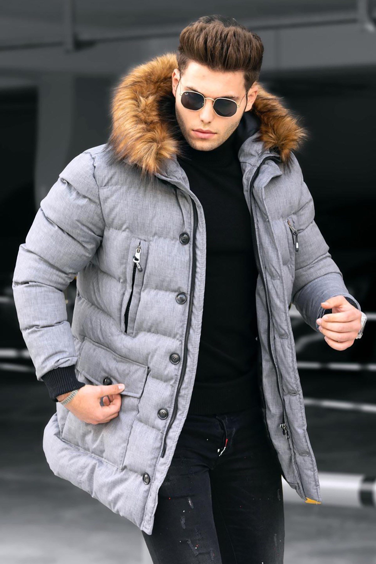 Madmext Gri Şişme Mont 4909