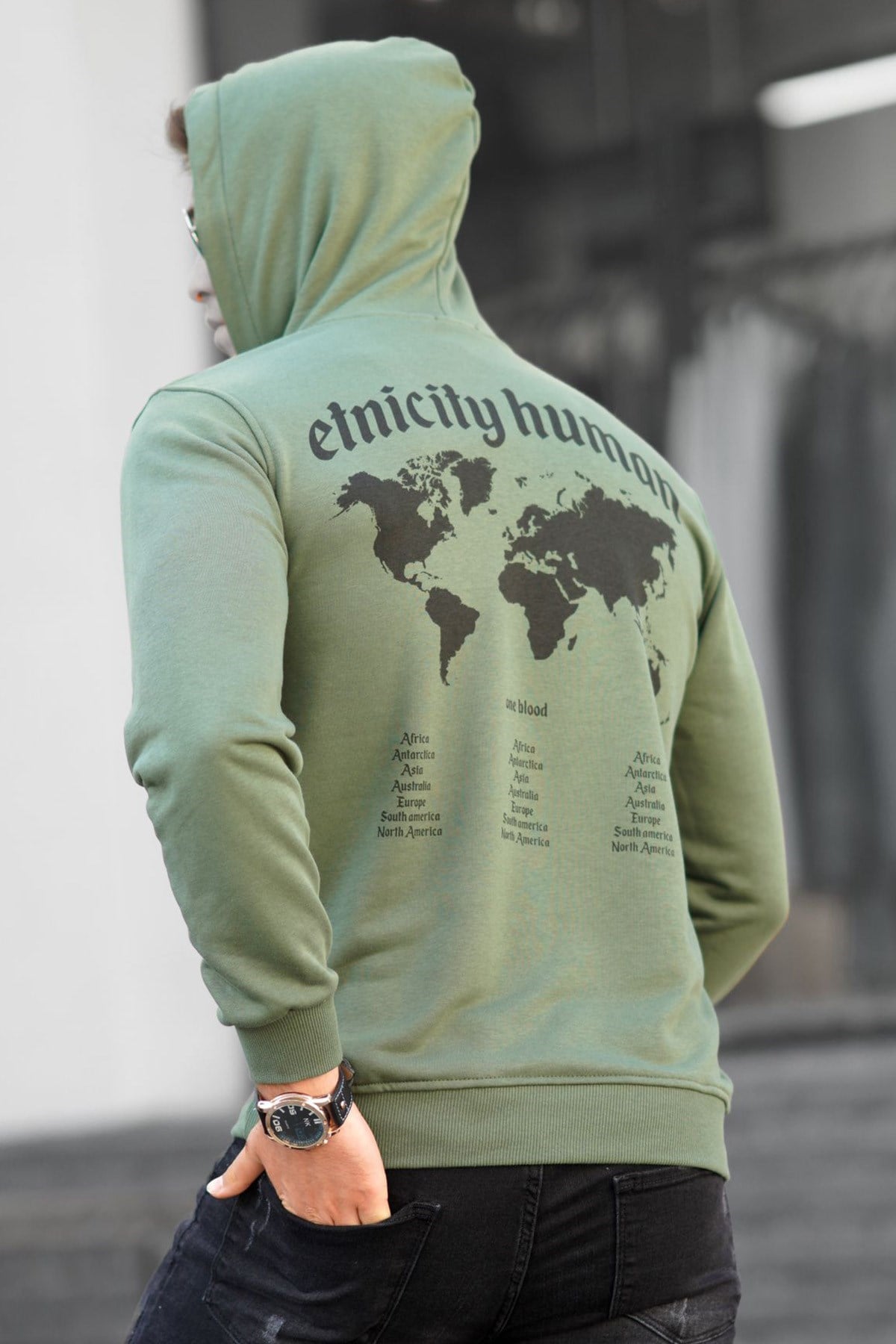 Madmext Haki Baskılı Erkek Sweatshirt 5297