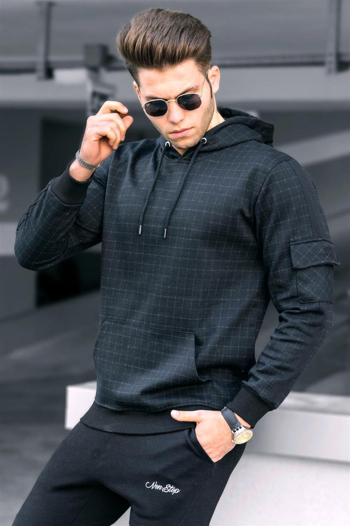 Madmext Khaki Hoodie Sweatshirt 4748