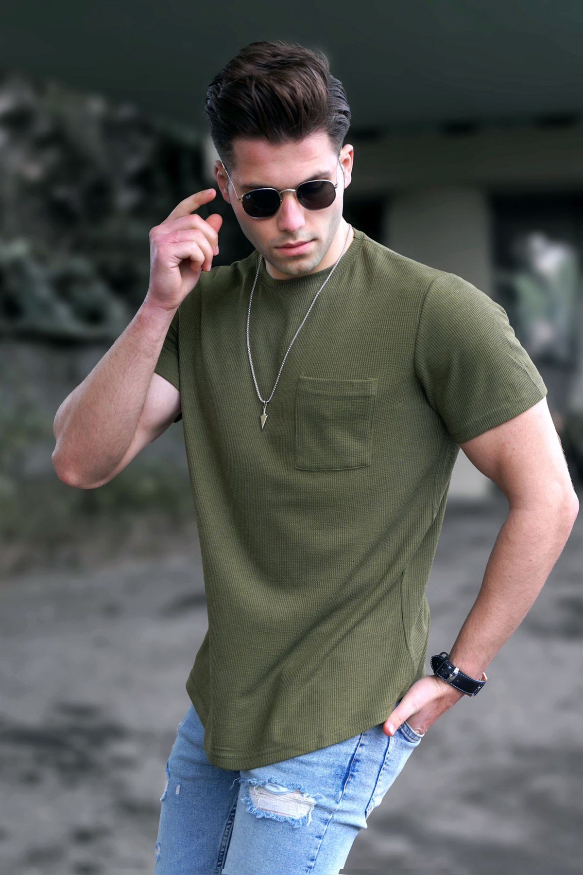 Madmext Men Khaki T-shirt 5280
