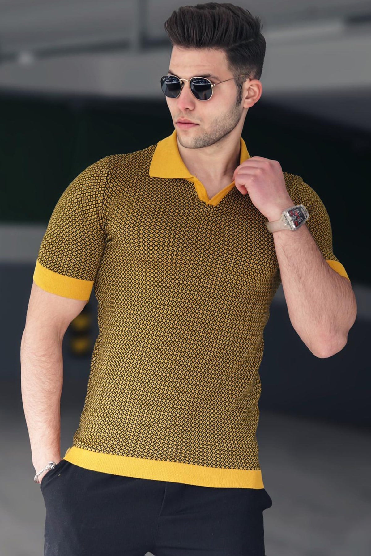Madmext Hardal Polo Yaka Erkek Tişört 5077