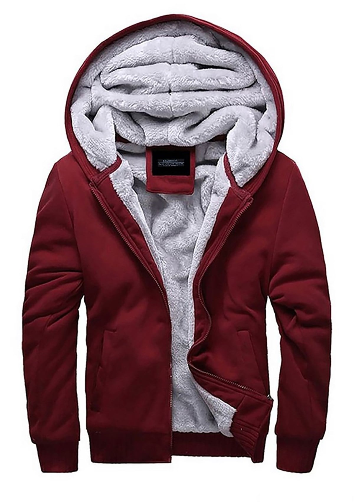 Madmext Claret Red Plush Cardigan 22377