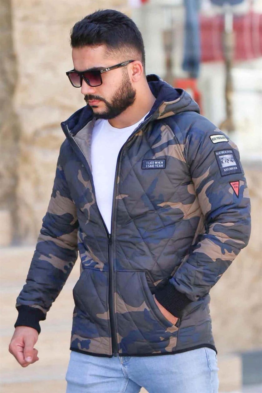 Madmext Kamuflaj Desenli Mavi Mont 2219