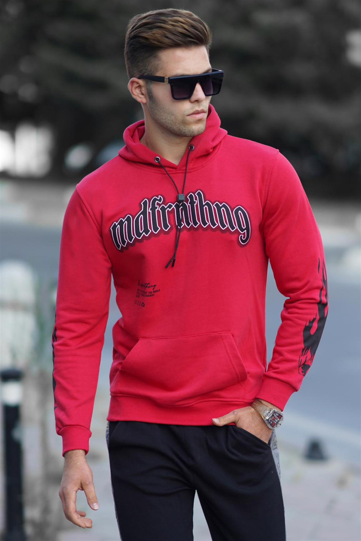 Madmext Kırmızı  Baskılı Erkek Sweatshirt 5312