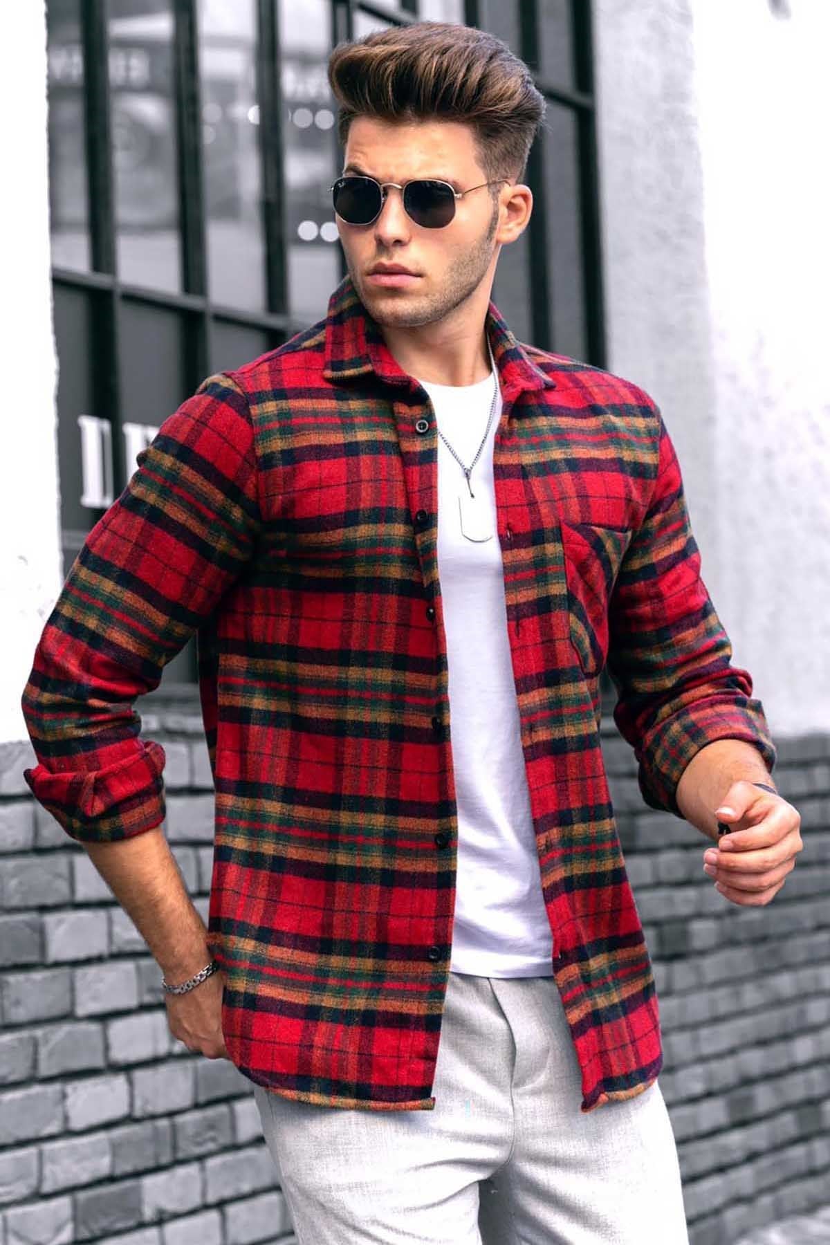 Madmext Red Checkered Men Lumberjack Shirt 4669