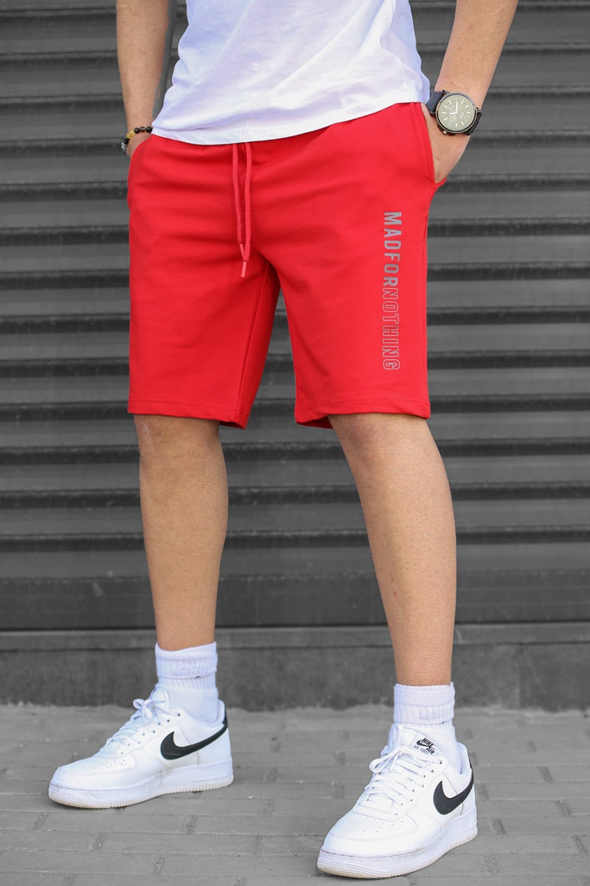Madmext Red Capri Shorts 5403