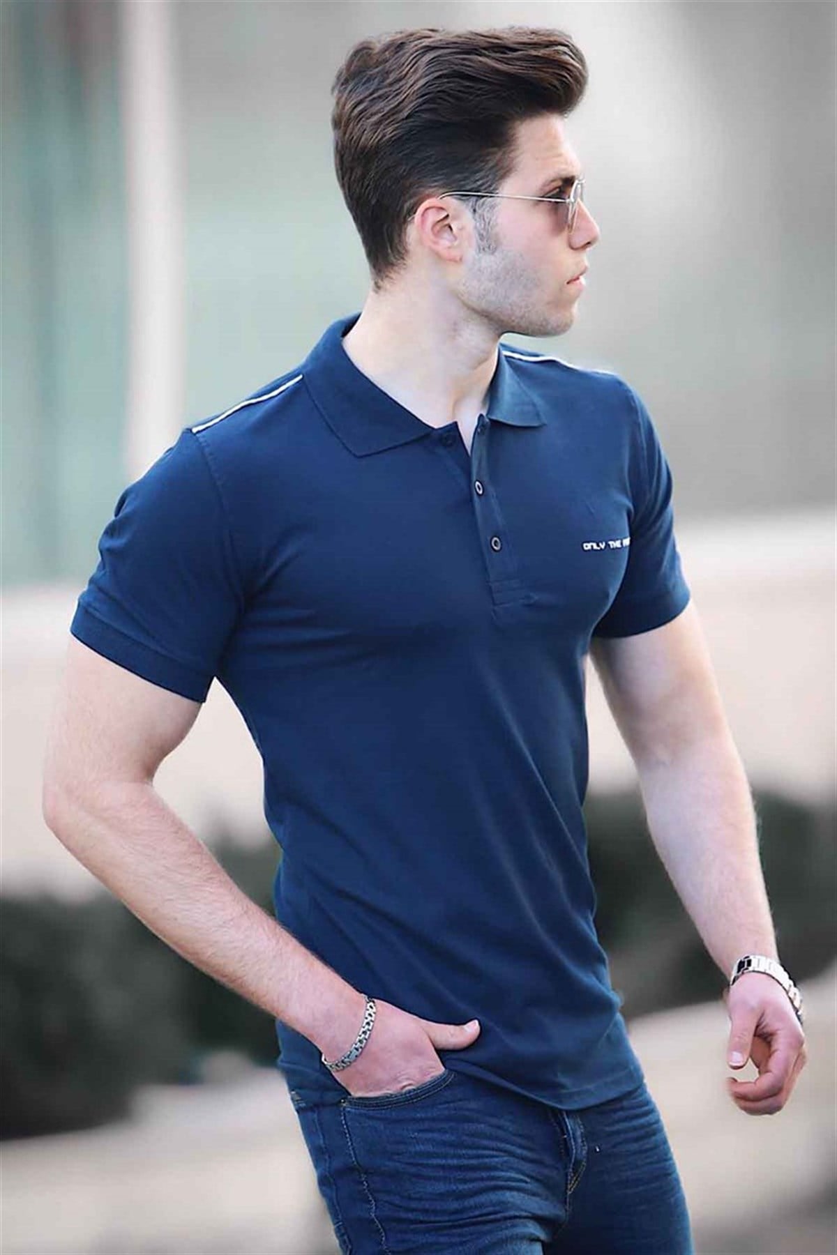 Madmext Lacivert Erkek Polo Yaka Tişört 4558