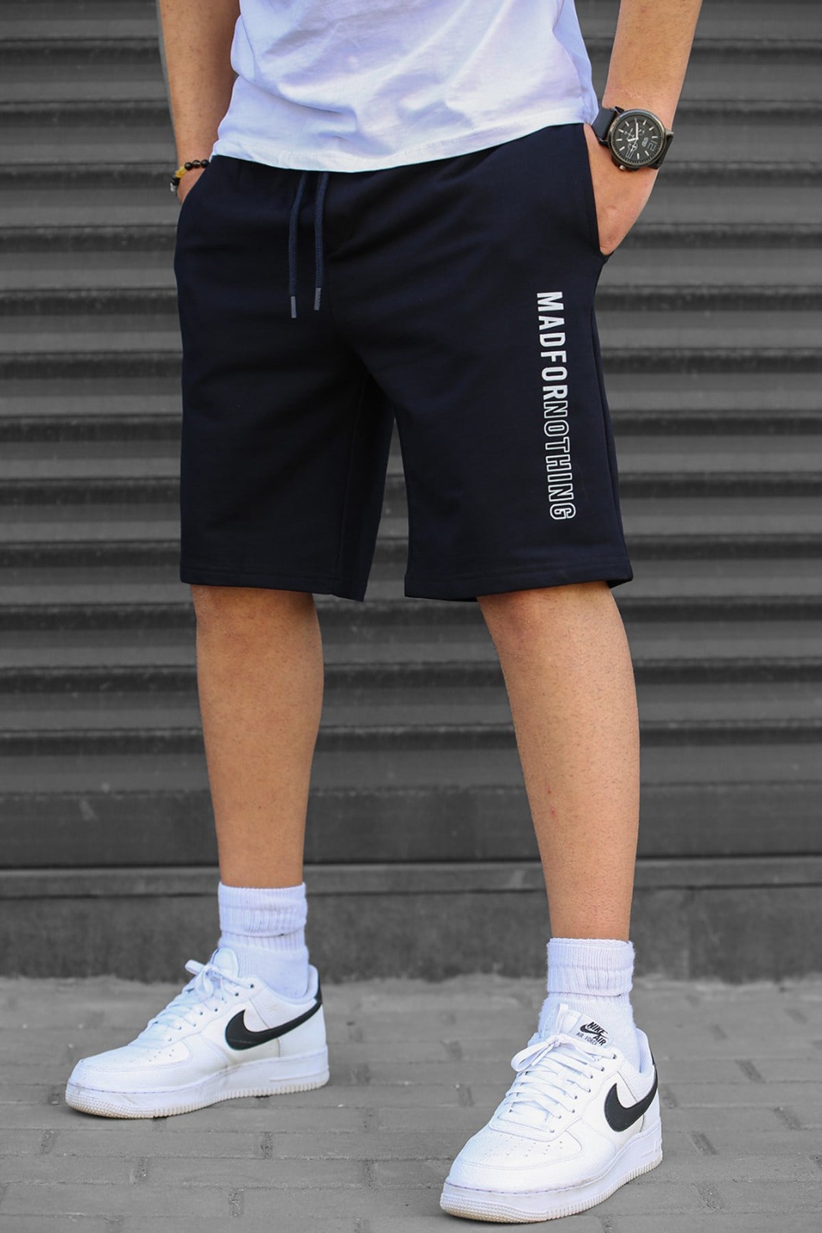 Madmext Navy Blue Capri Shorts 5403
