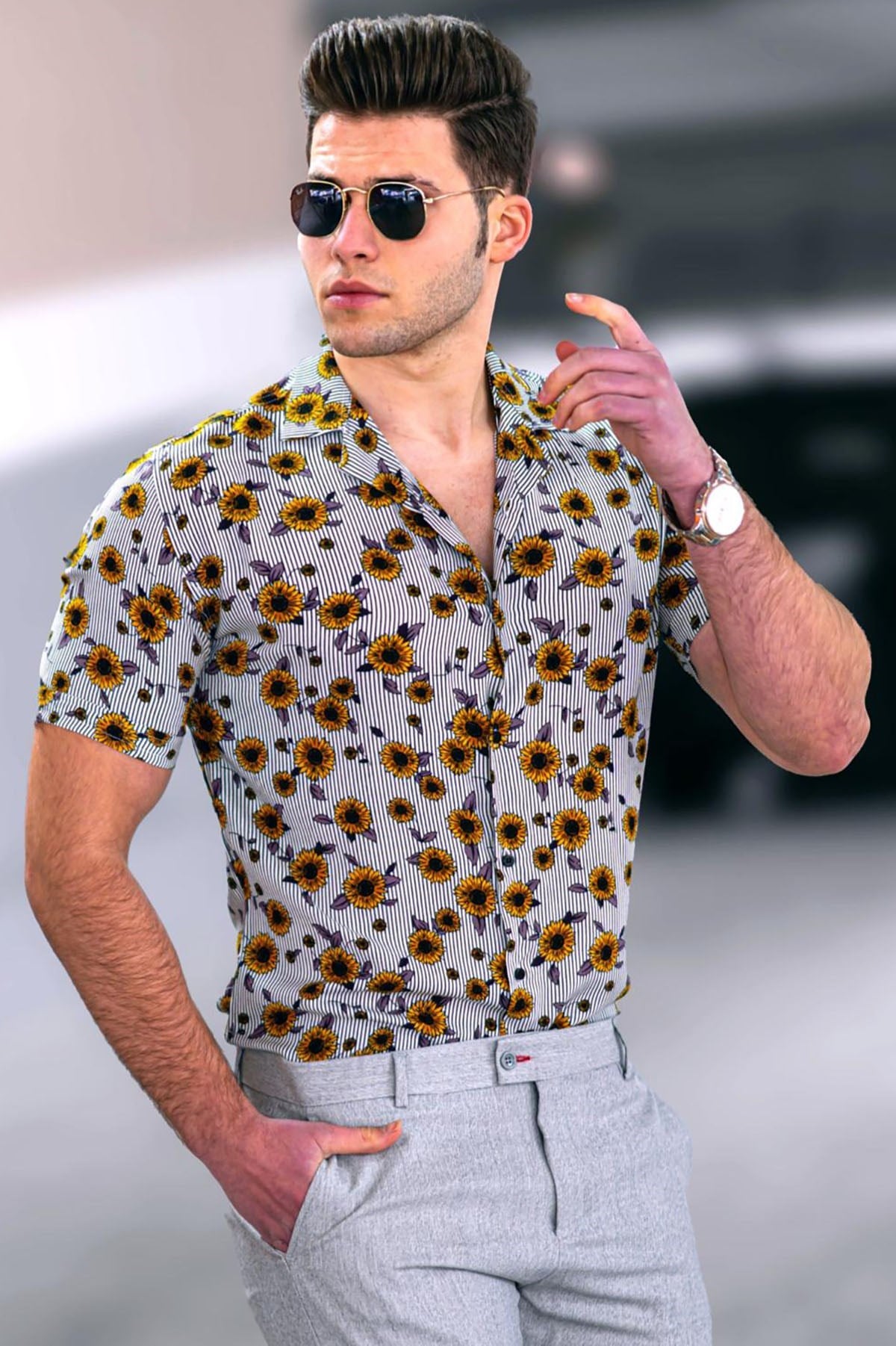 Madmext Yellow Men Shirt 4928