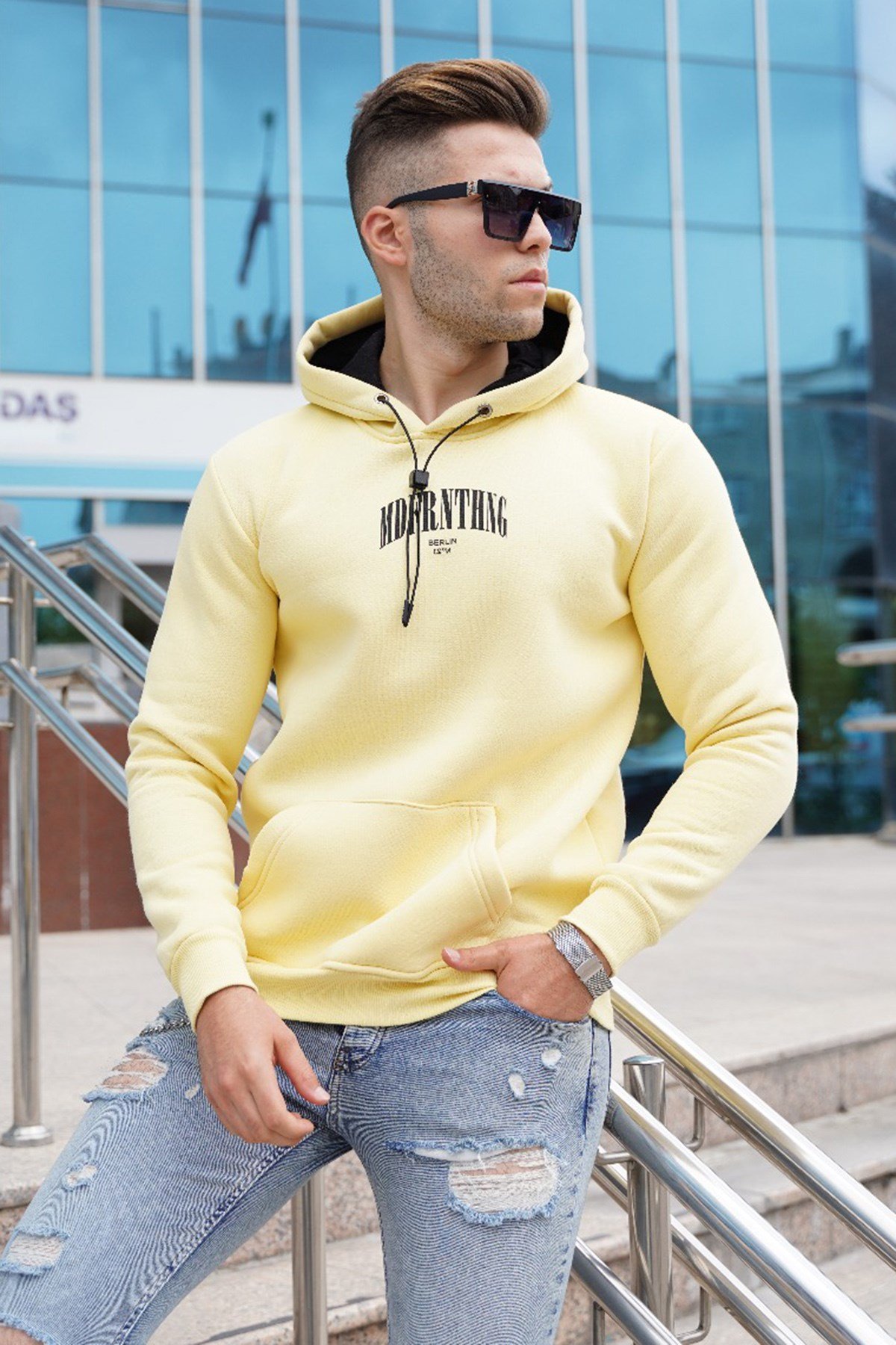 Madmext Sarı Kapüşonlu Sweatshirt 5331