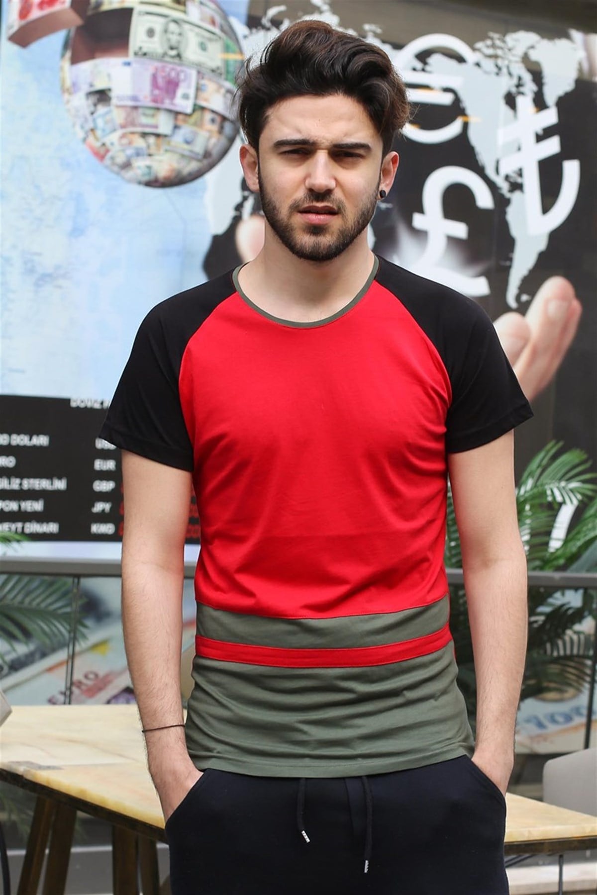 Madmext Red Striped T-shirt for Men 3014