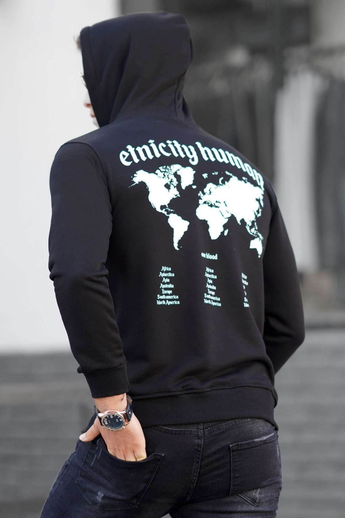 Madmext Siyah  Baskılı Erkek Sweatshirt 5297