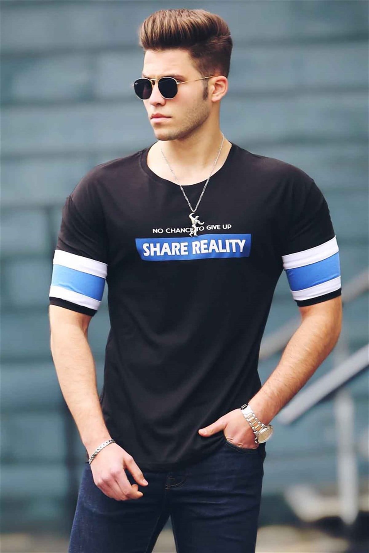 Madmext Black Printed T-shirt for Men MDX4030
