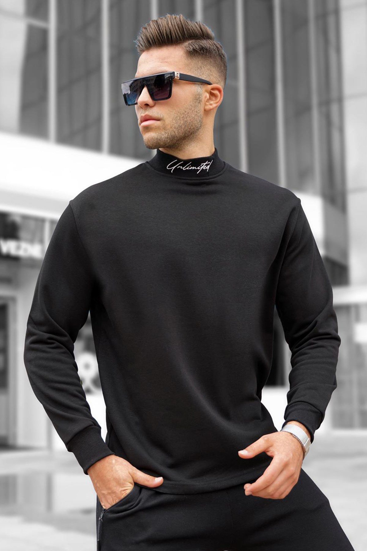 Madmext Siyah Erkek Sweatshirt 5329