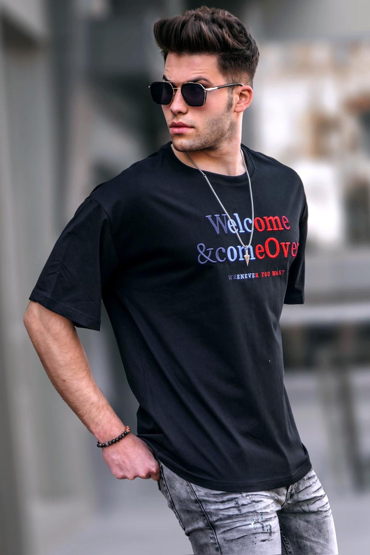 Madmext Black Printed T-shirt for Men 4960