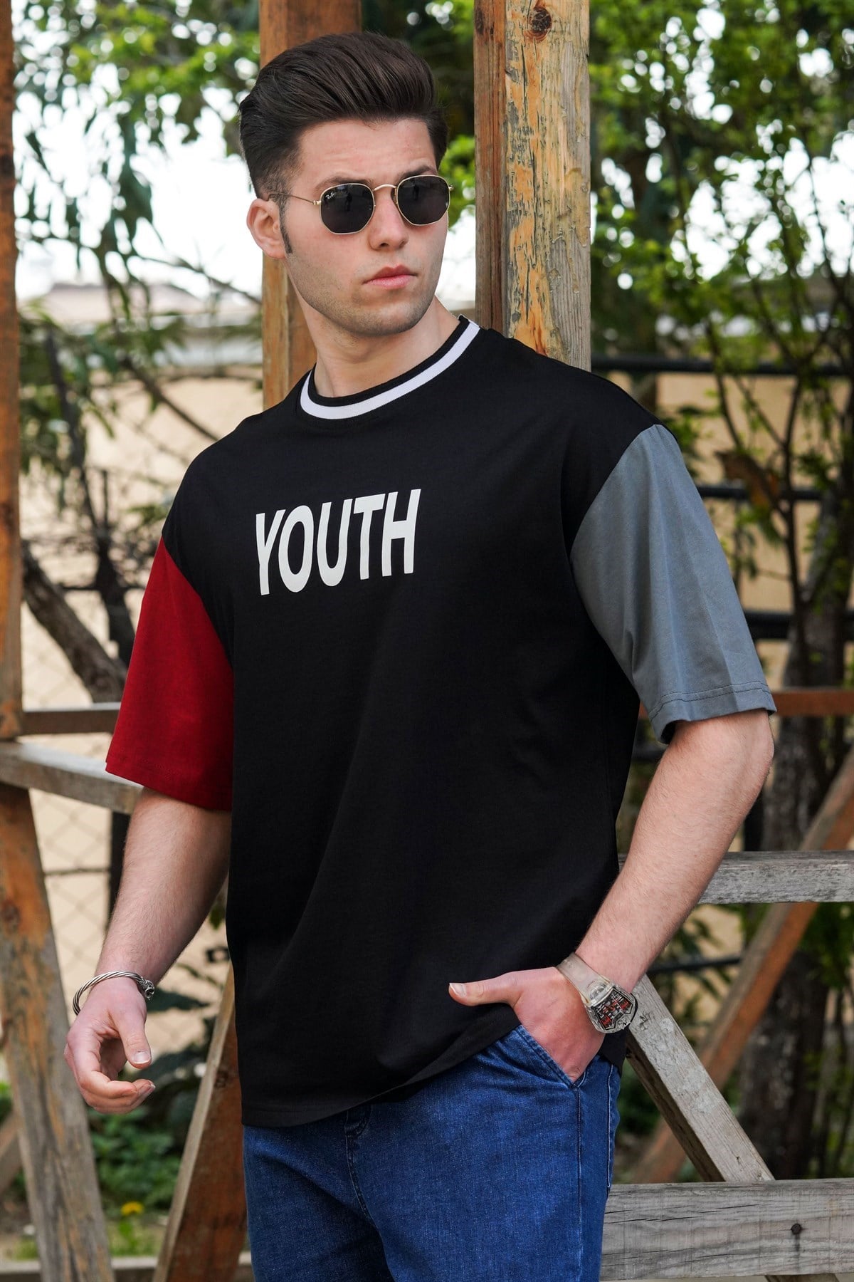 Madmext Black Printed T-shirt for Men 5214