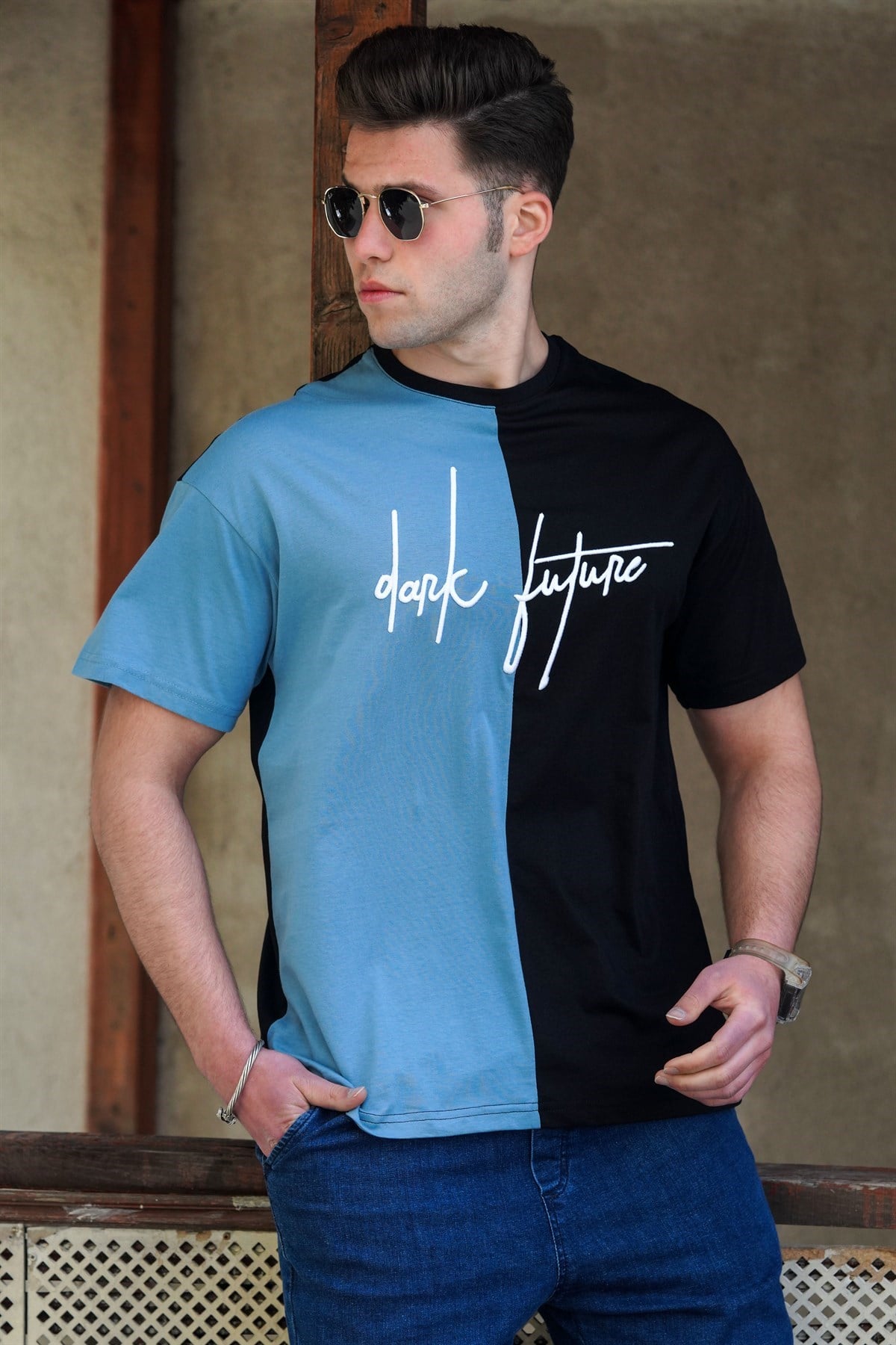 Madmext Black Printed T-shirt for Men 5237