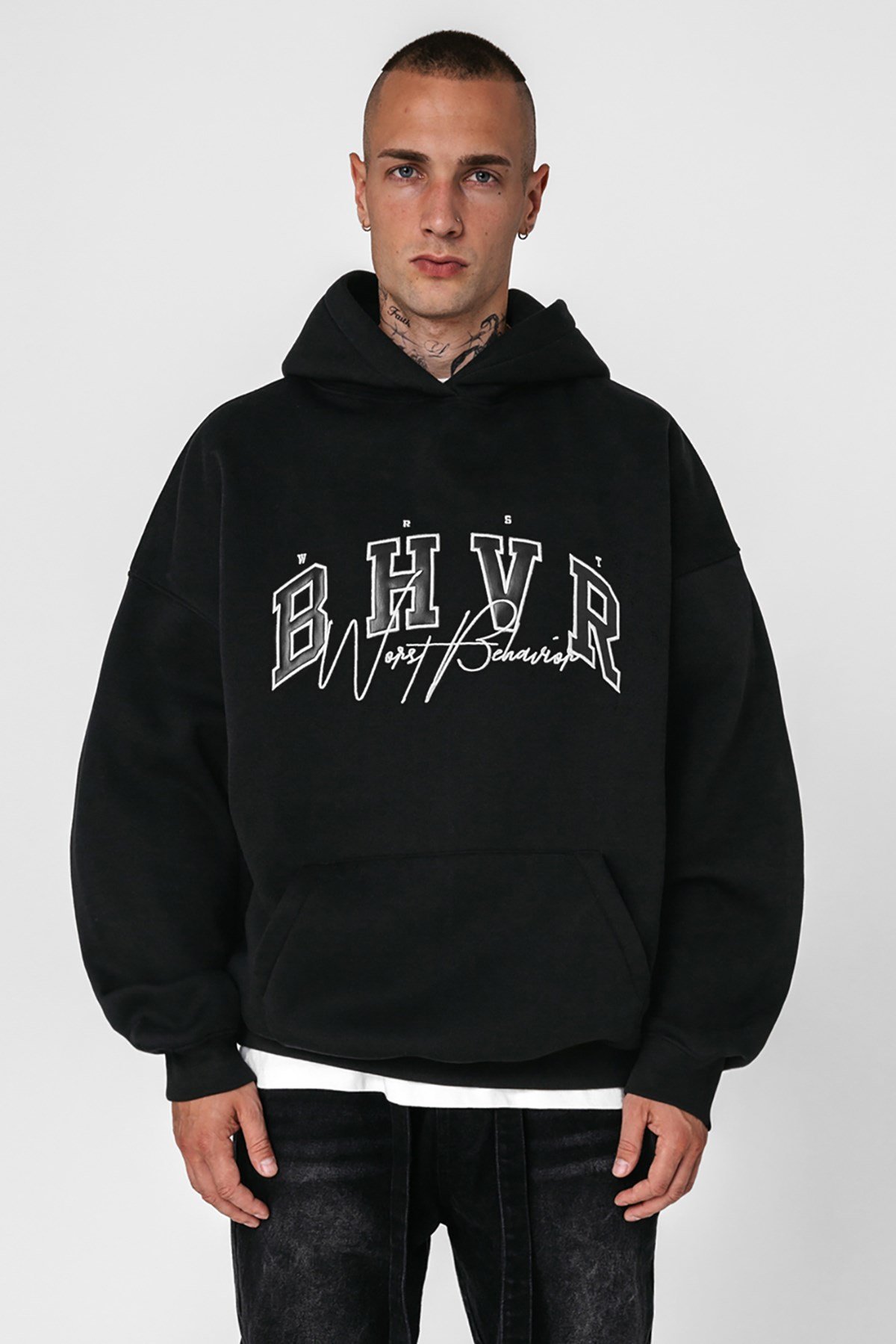 Madmext Siyah Oversize Erkek Sweatshirt 5344