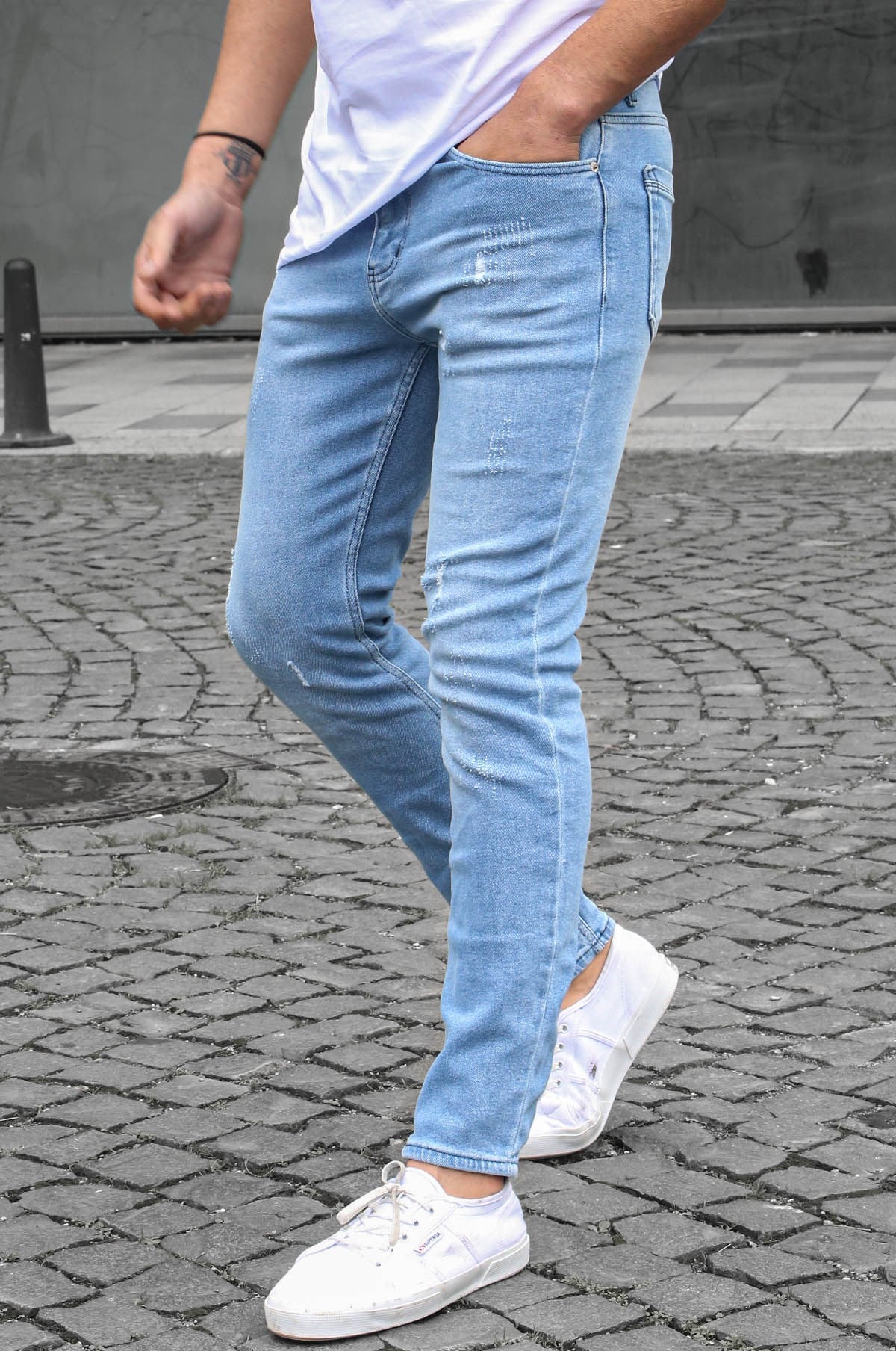 Madmext Men Skin Fit Ice Blue Jeans 5712