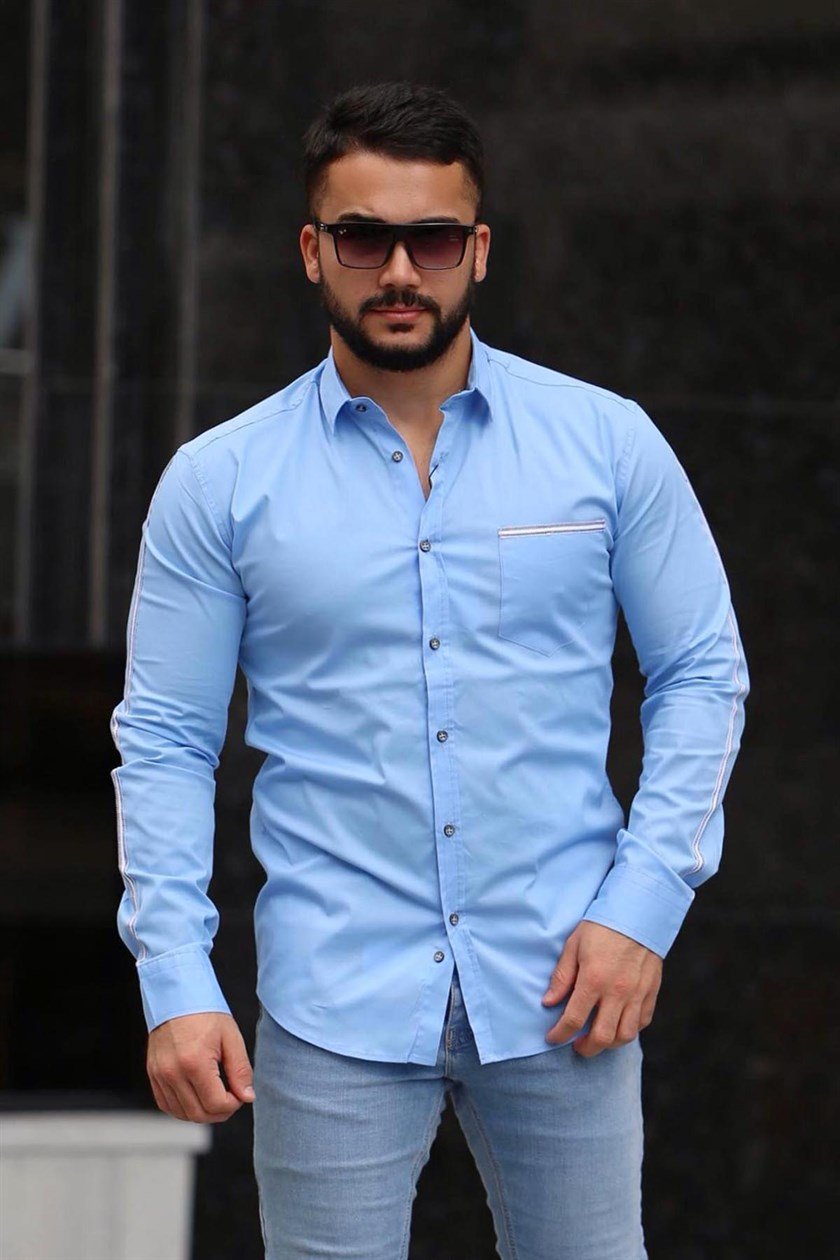 Madmext Slim Fit Açık Mavi Gömlek 4142