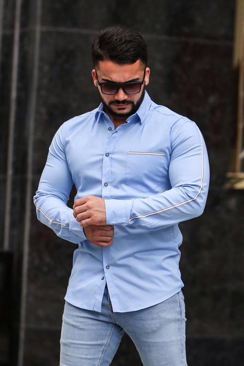 Madmext Slim Fit Açık Mavi Gömlek 4142