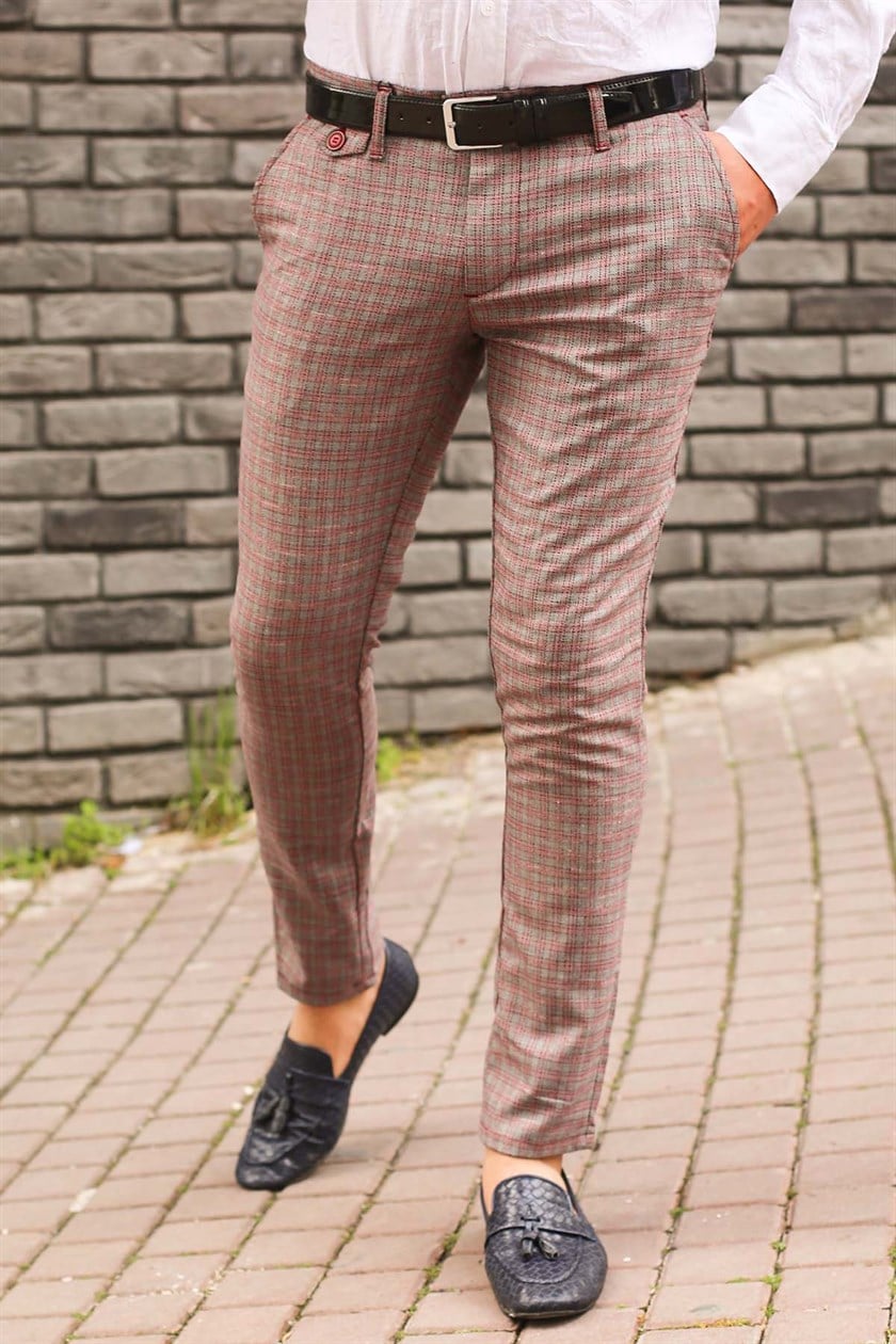 Madmext Slim Fit Ekoseli Özel Dikim Pantolon-2 31000159