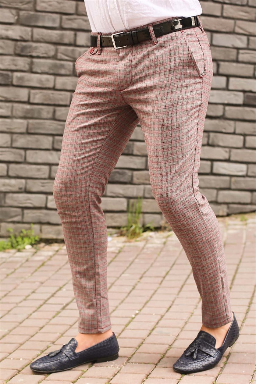 Madmext Slim Fit Ekoseli Özel Dikim Pantolon-2 31000159