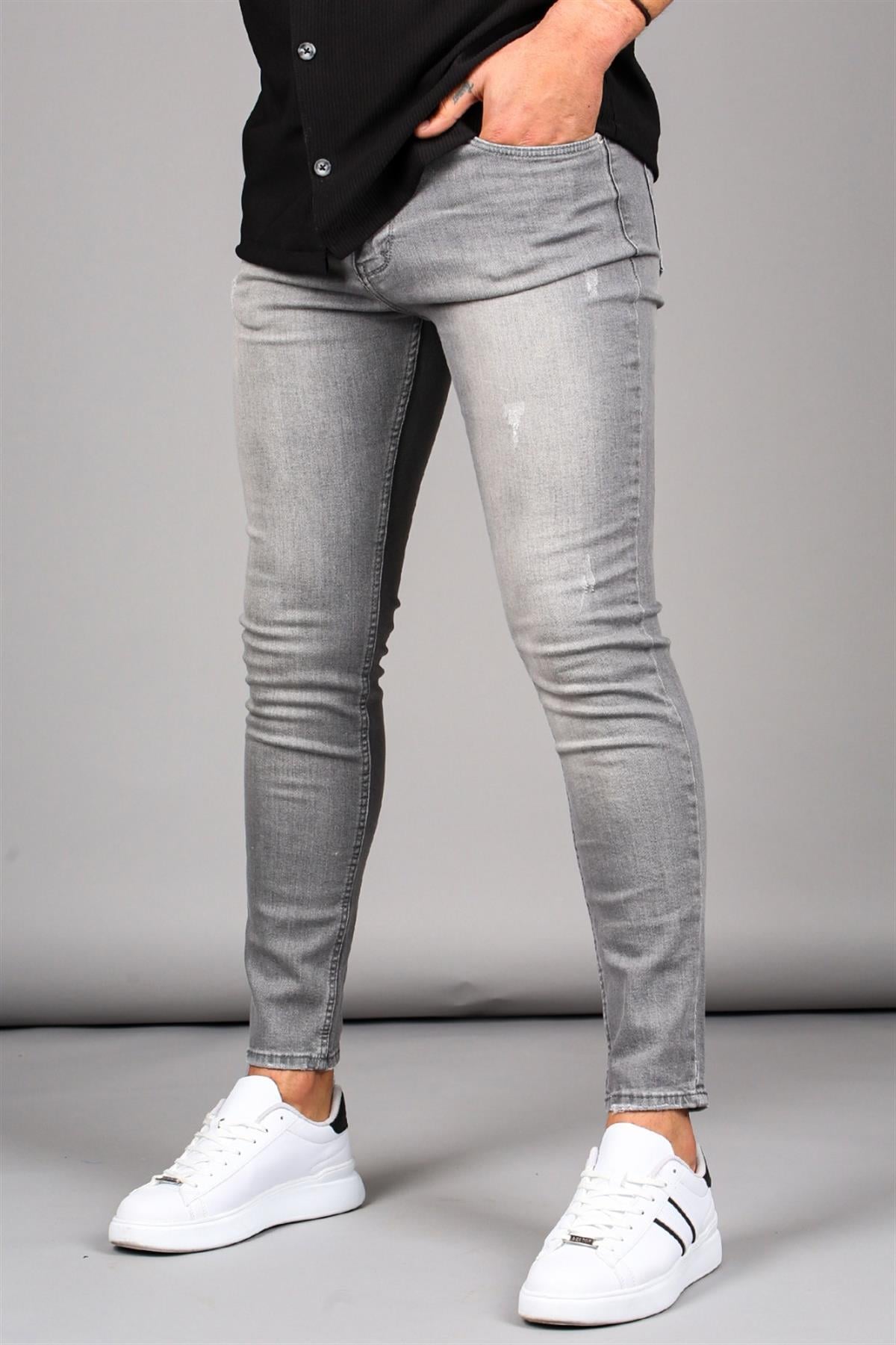 Madmext Men Skin Fit Smoke Gray Jeans MDX9006