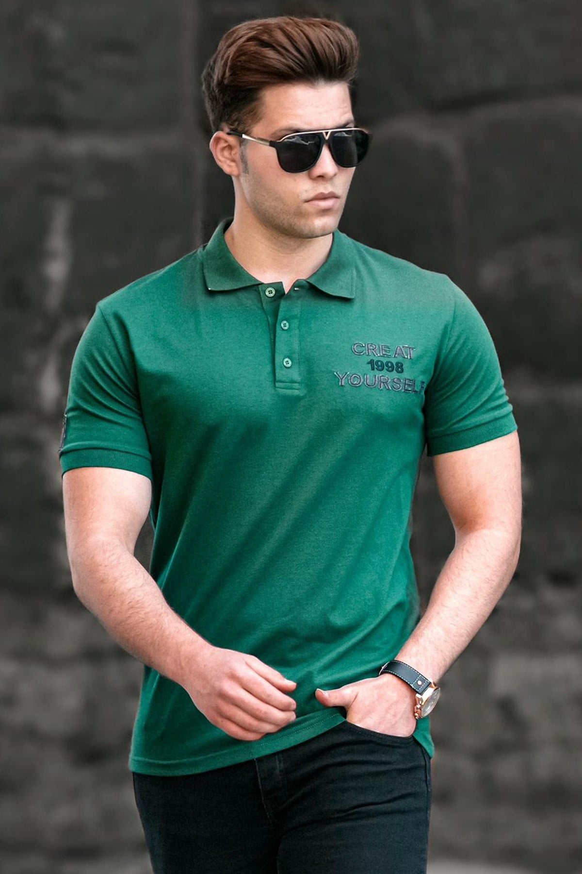 Madmext Yeşil Polo Yaka Erkek Tişört 5247