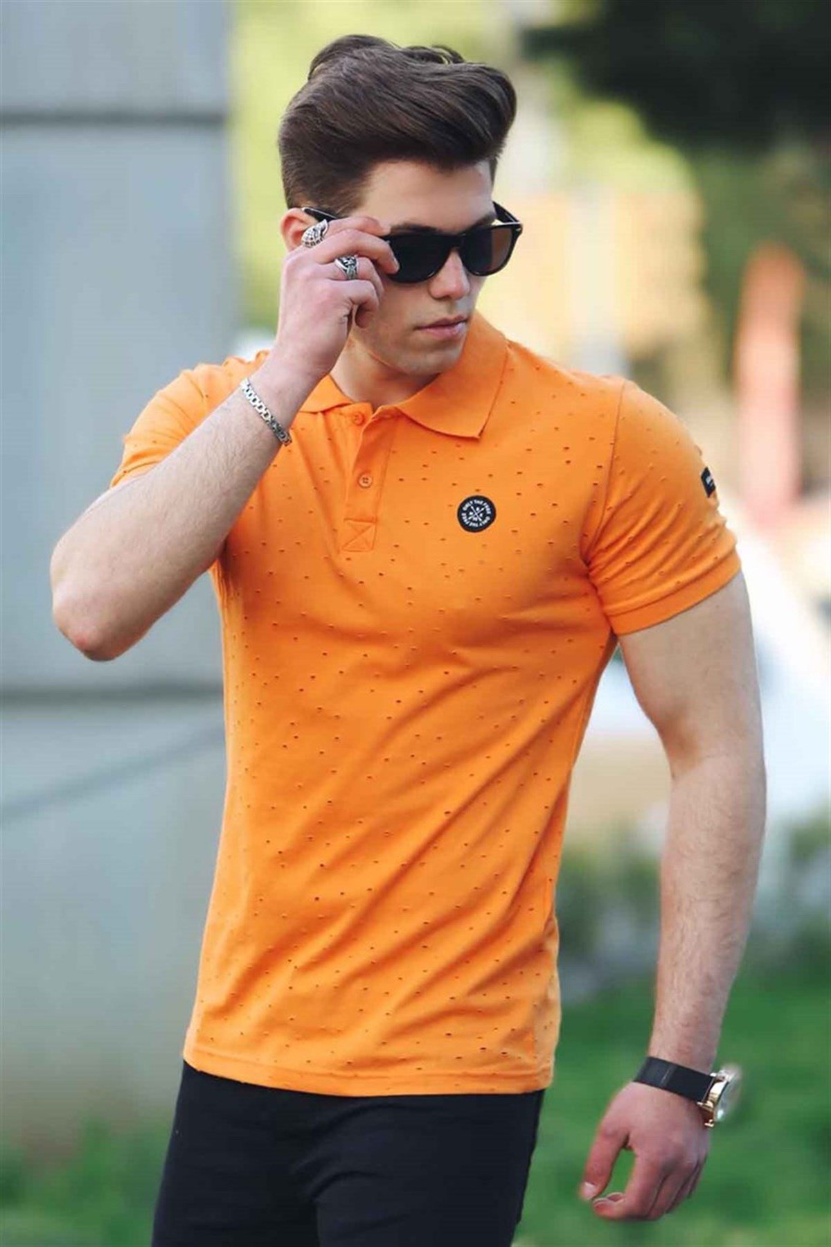 Madmext Orange Rapped Polo Shirt for Men