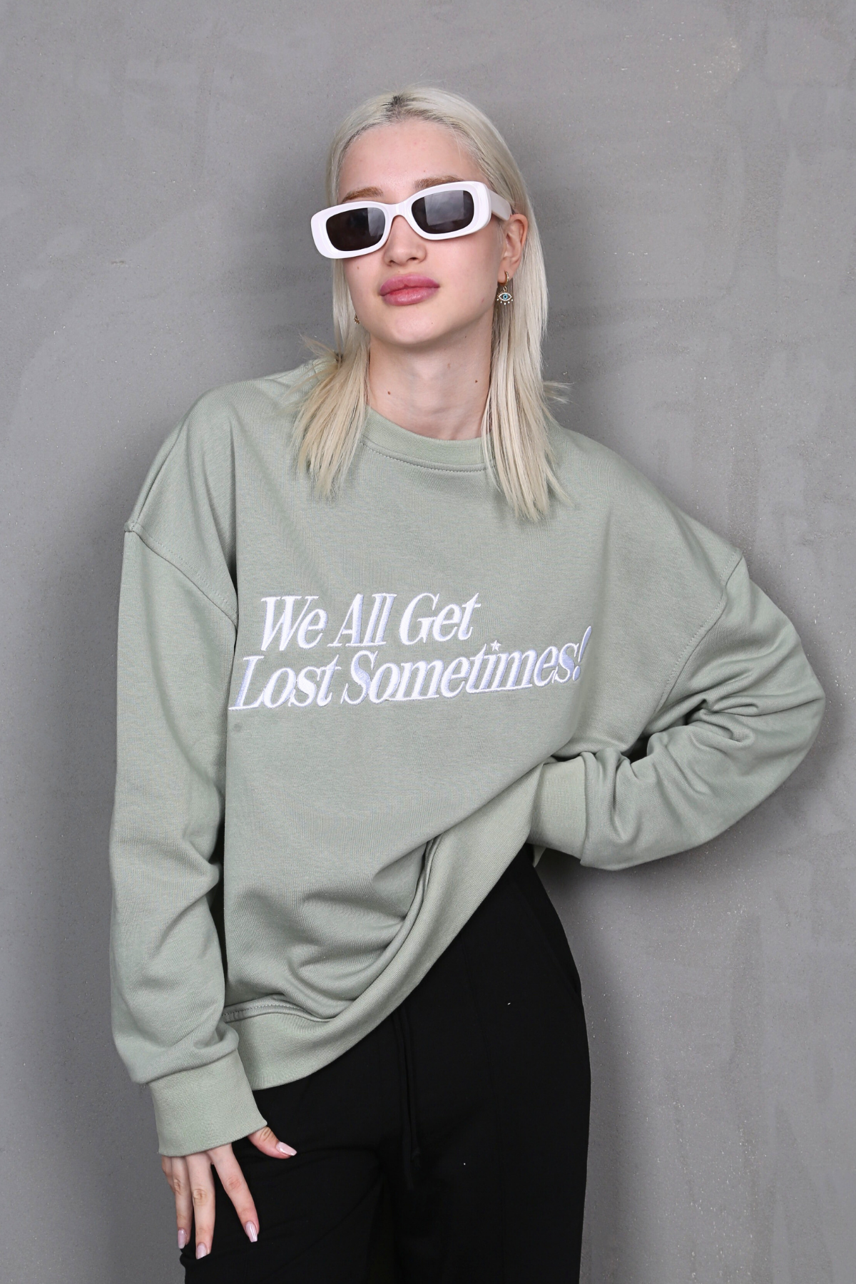 Mint Yeşili Baskılı Sweatshirt MG1901