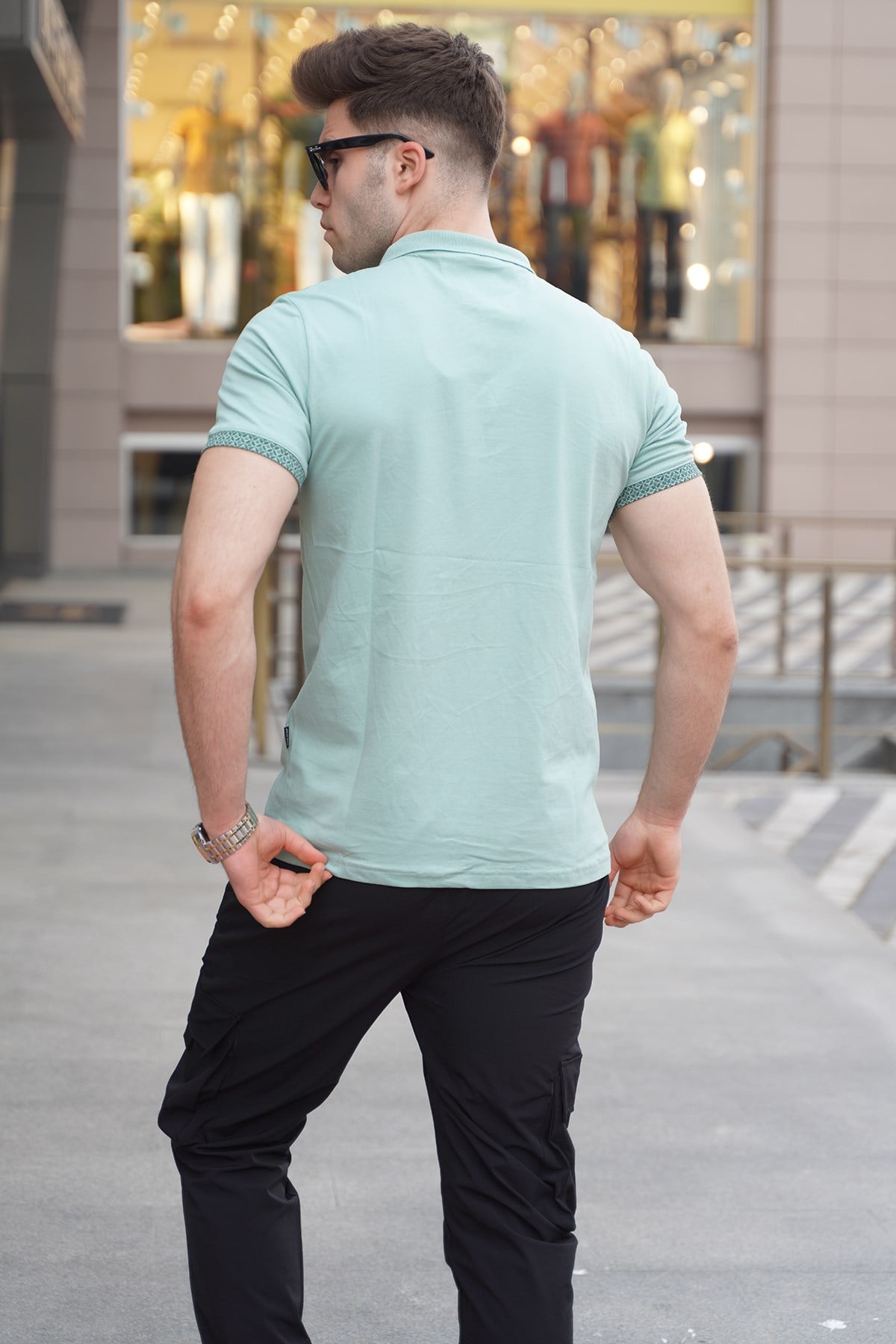 Men Mint Green Polo T-Shirt