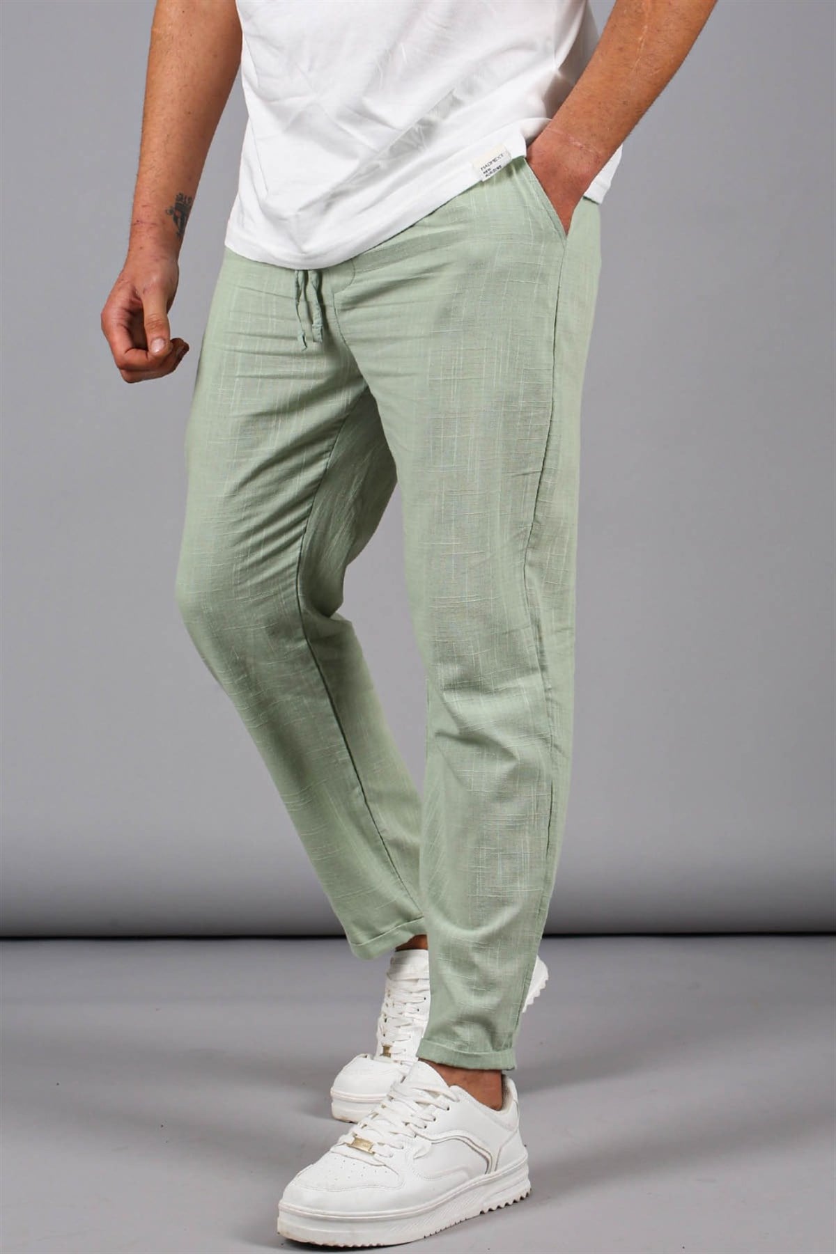 Mint Yeşili Müslin Kumaş Erkek Basic Pantolon 5491