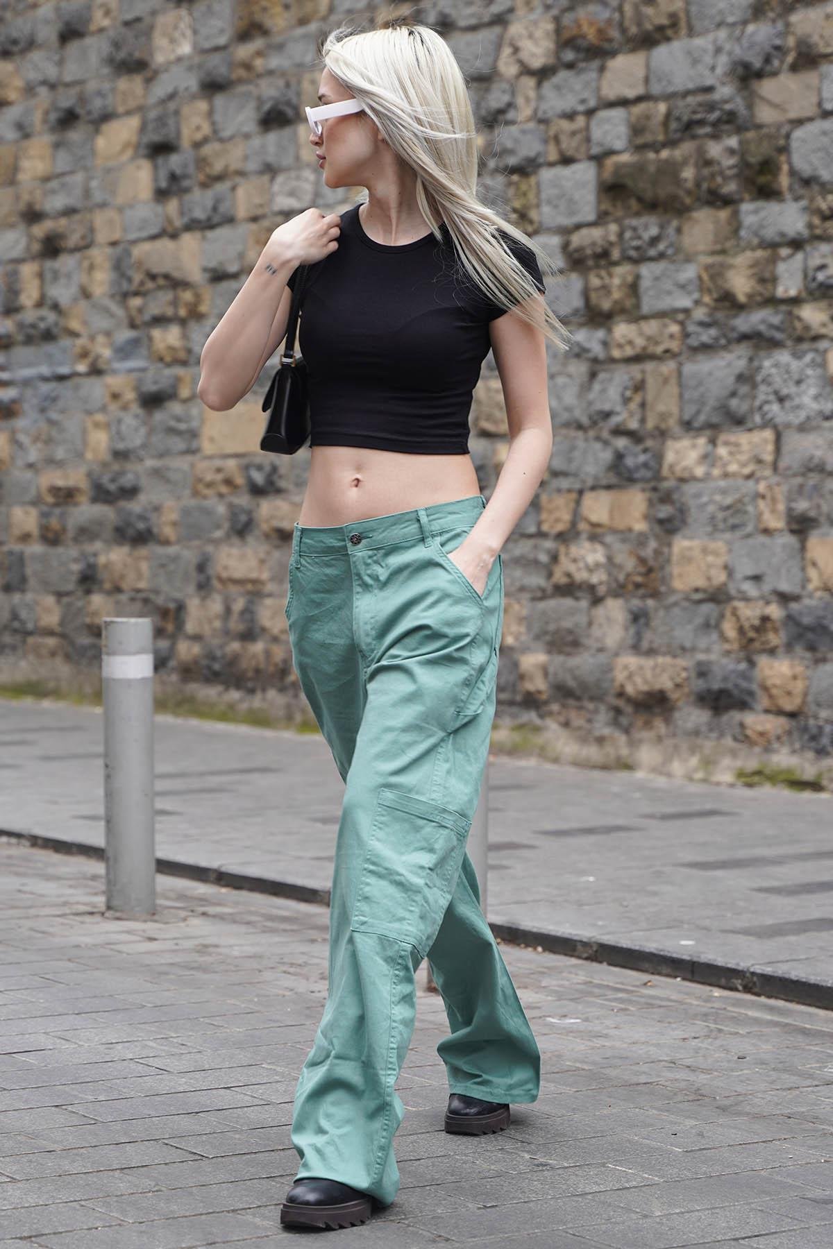 Mint Yeşili Straight Fit Kargo Pantolon MG1601